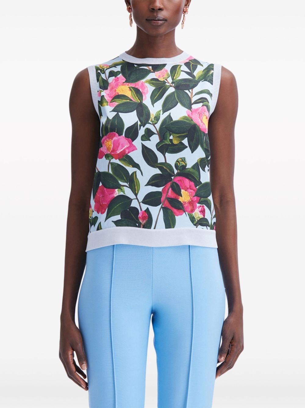 Camellia printed tank top - 3