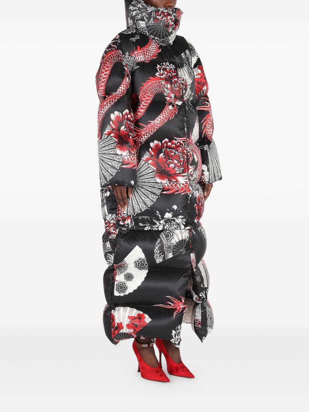 dragon-print oversized coat - 2