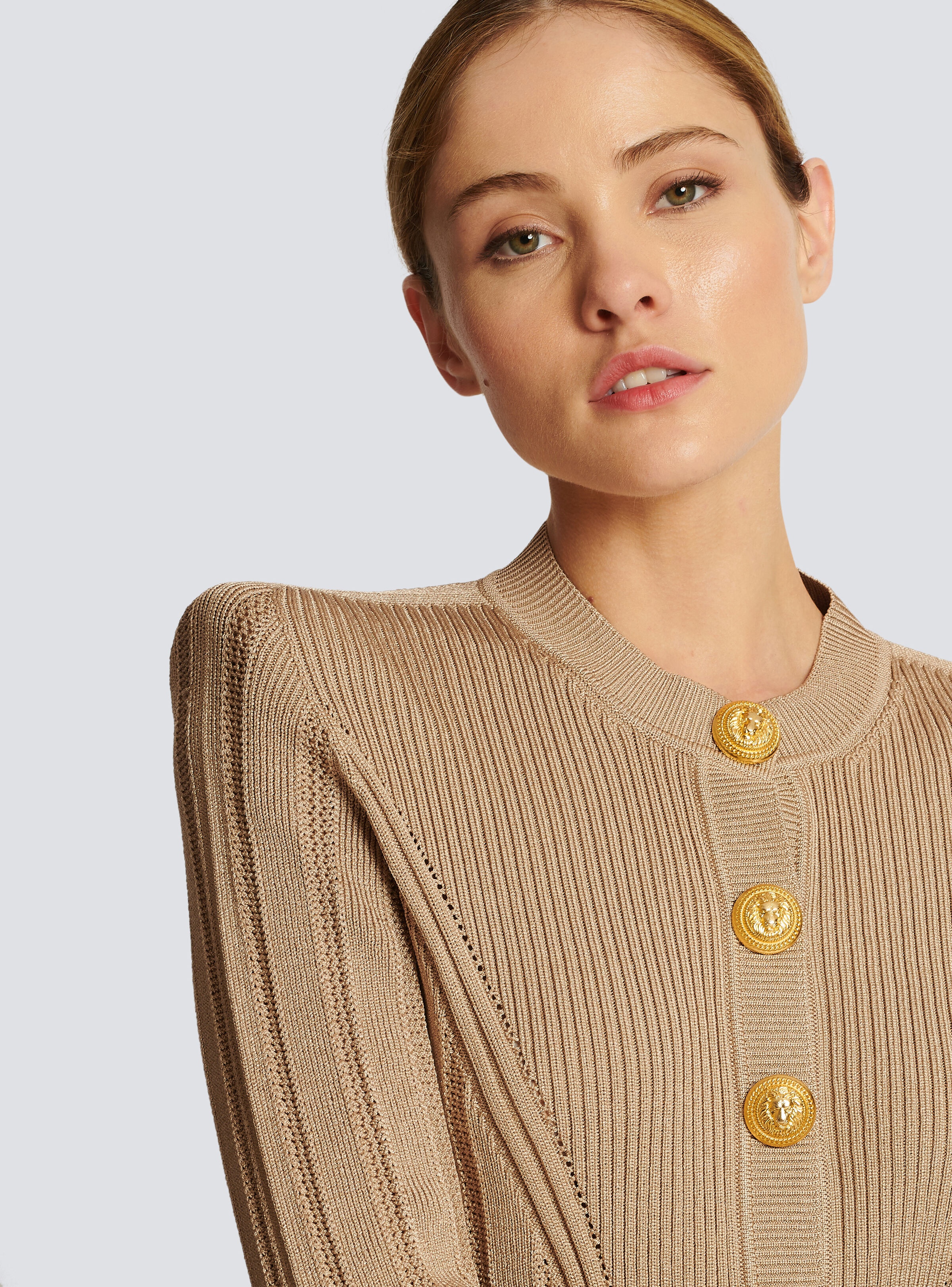 Knit cardigan with gold buttons - 8