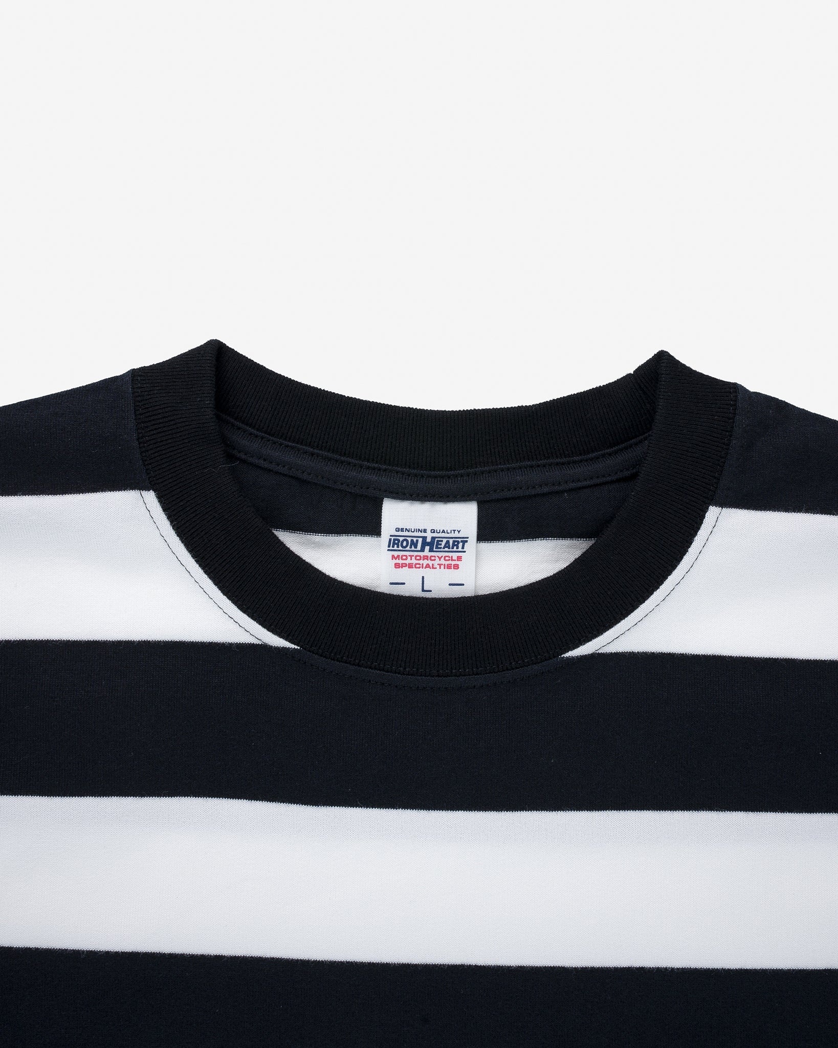 IHTB-10-BLK 7.5oz Cotton Long-Sleeved Crew Neck Border Tee - Striped Body with Black Arms - 6