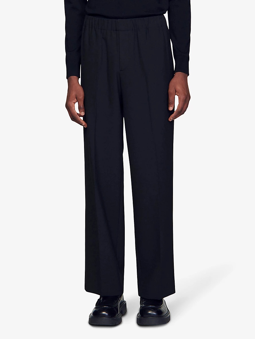 Elasticated-waist wide-leg stretch-woven trousers - 3