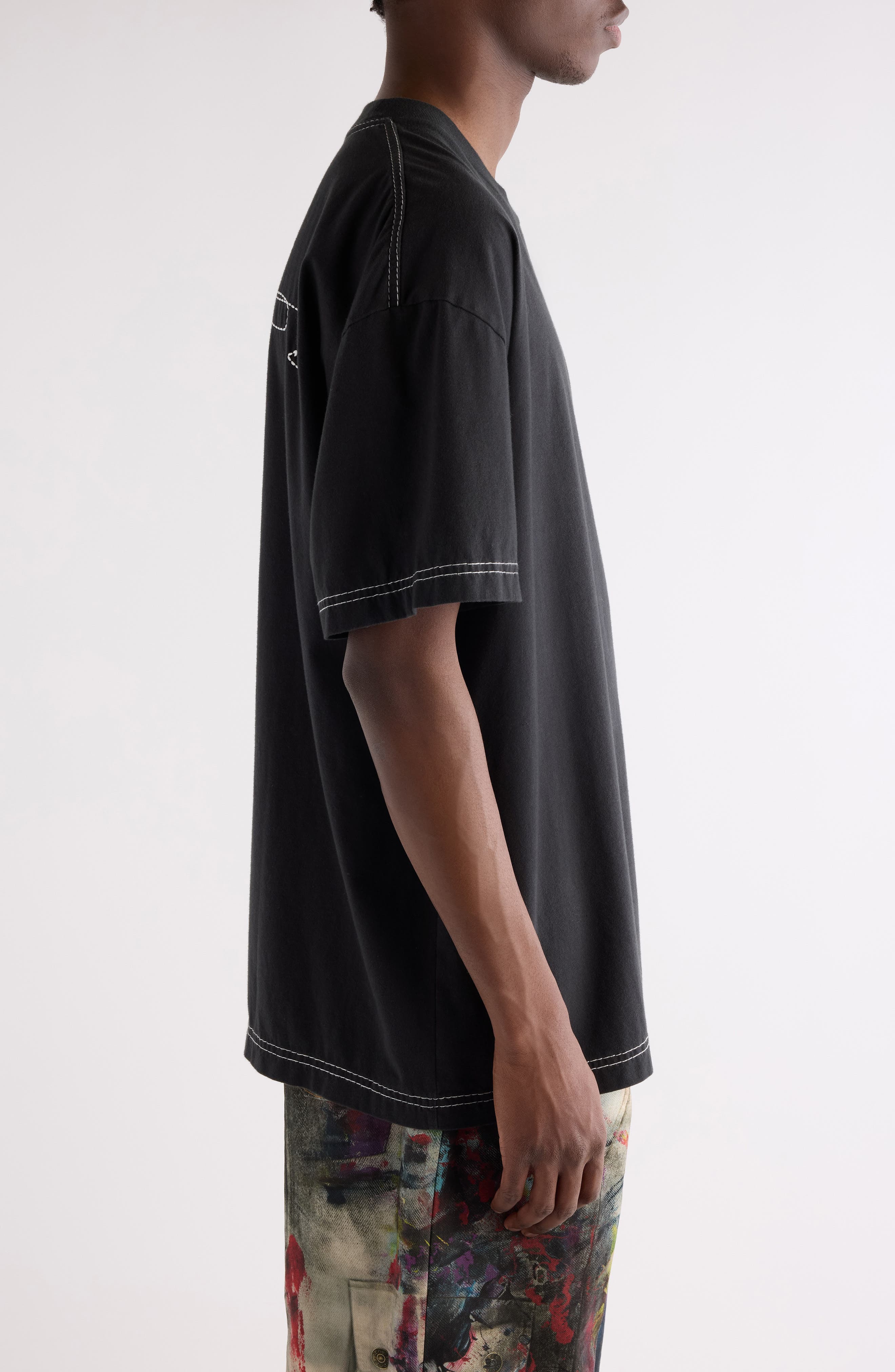 Acne Studios Eresa U Autograph Logo Embroidered T-Shirt in Faded Black at Nordstrom - 4