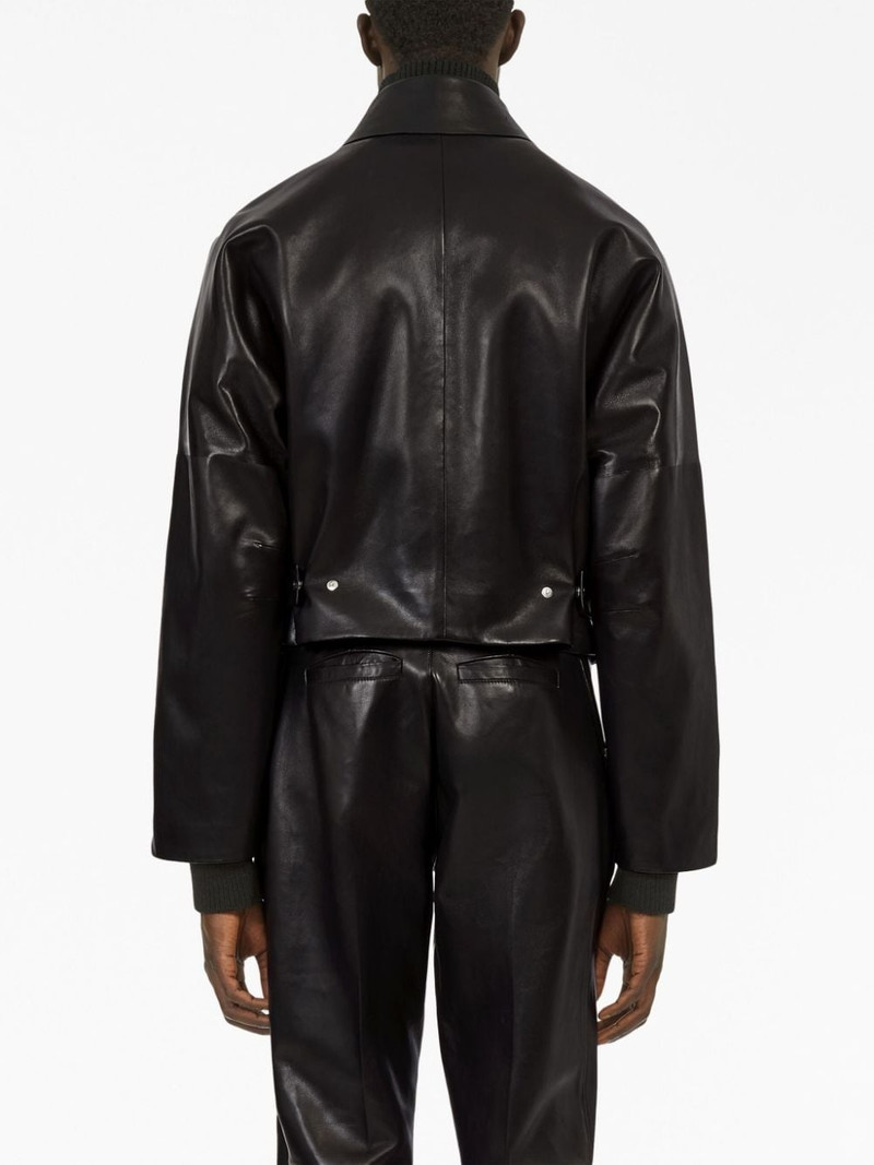 contrasting-panels zip-up leather jacket 4