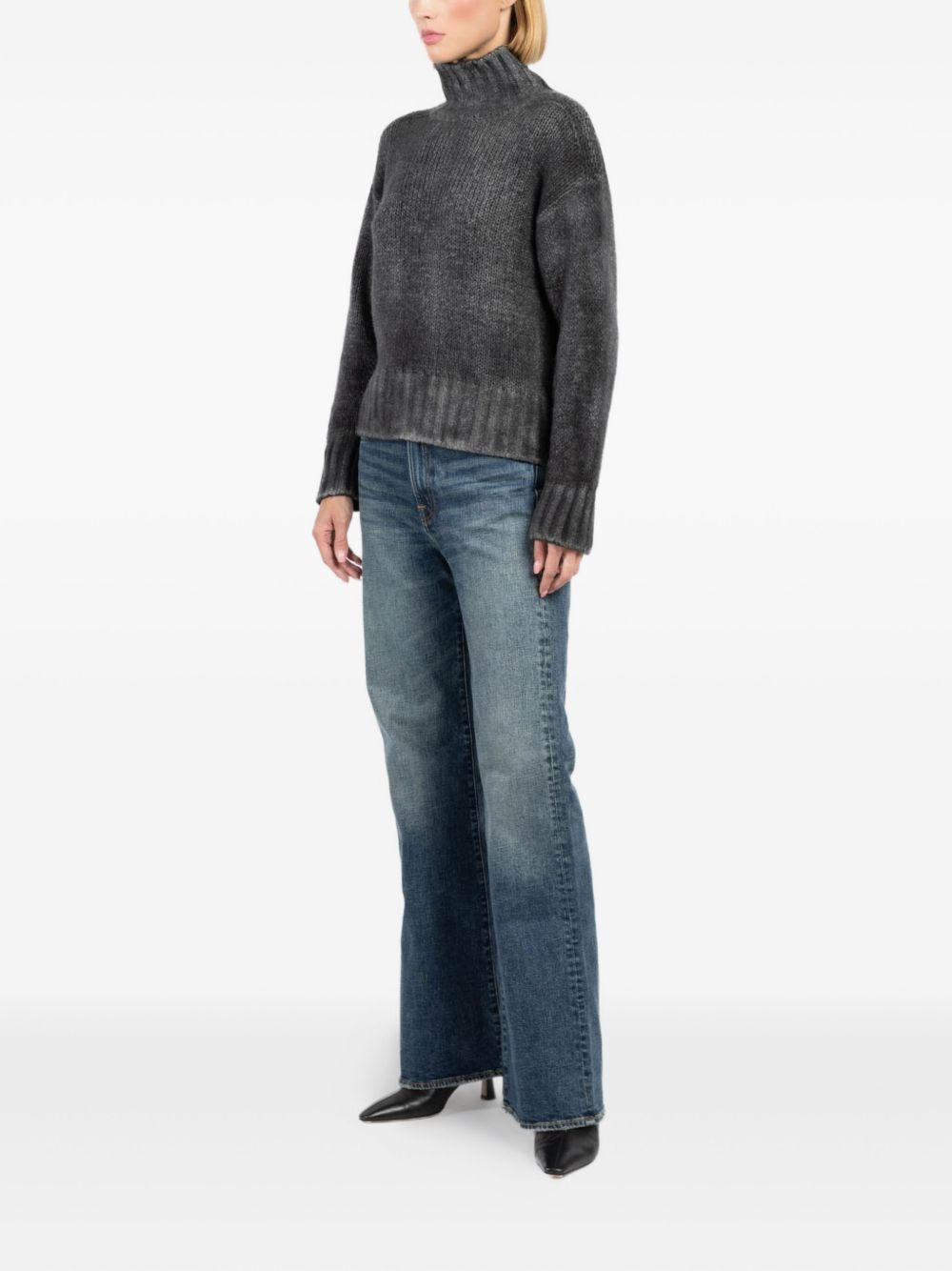 mock-neck ribbed knit sweater - 3
