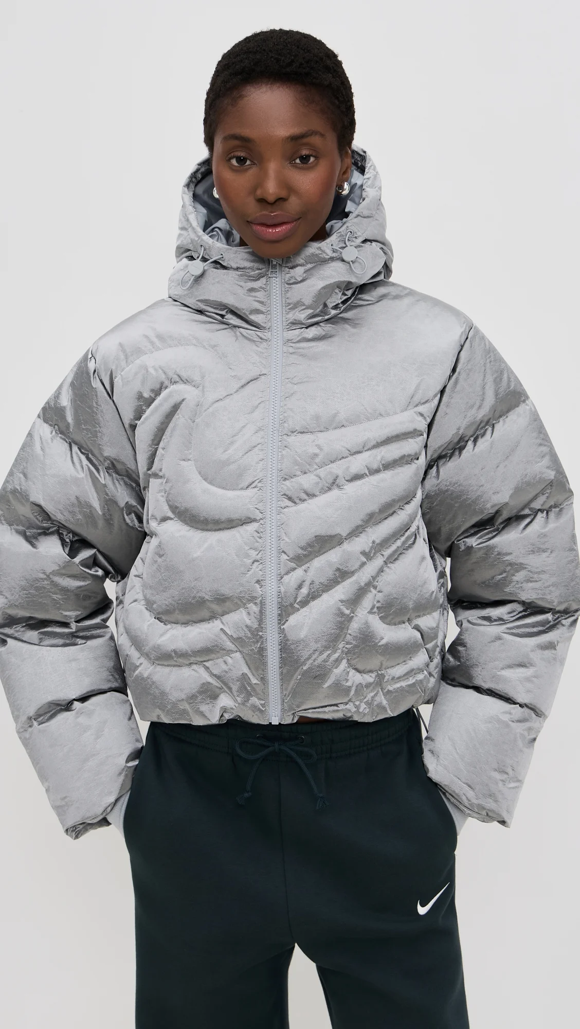 Metallic Swoosh Puffer Jacket - 1