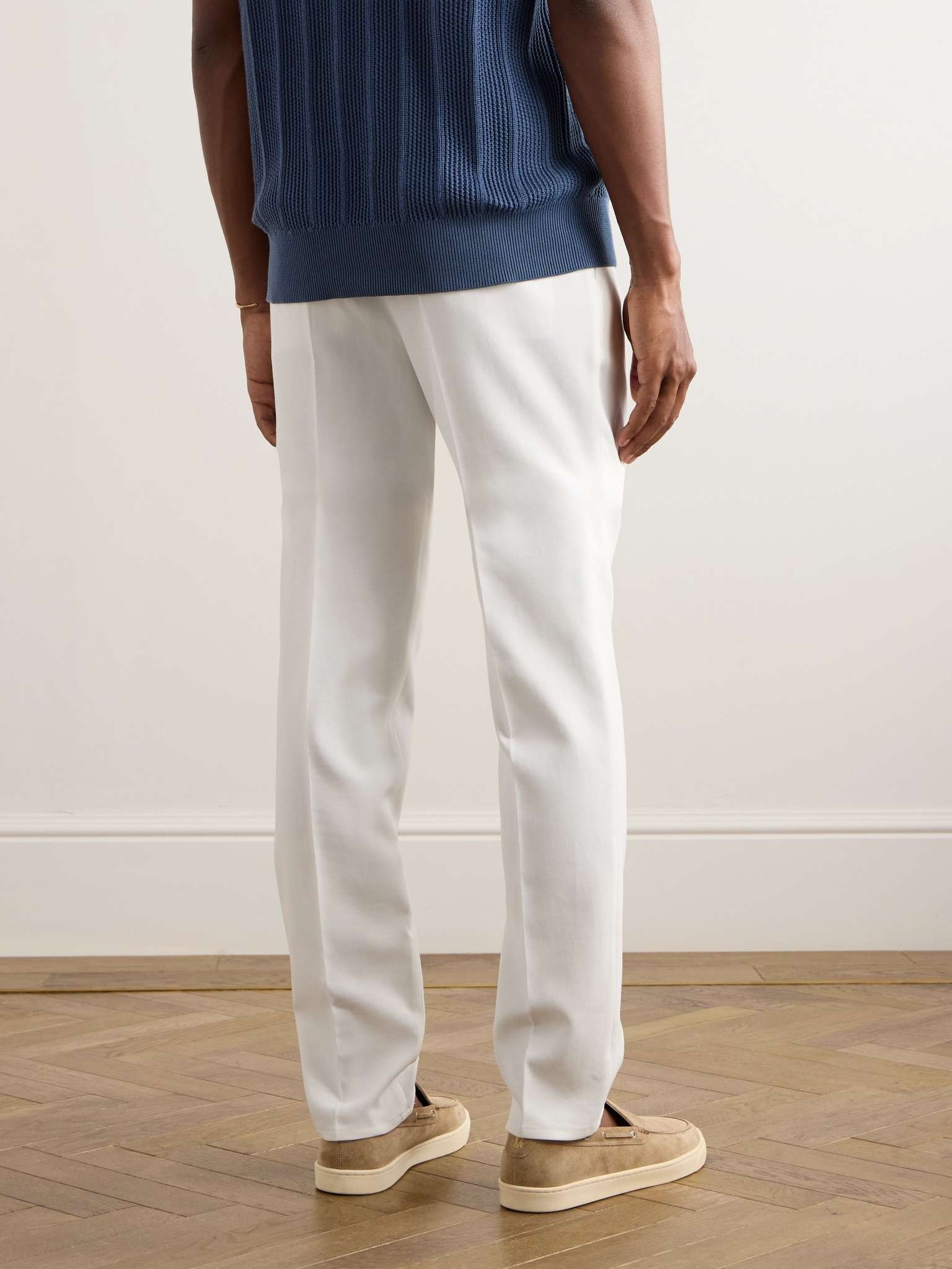 Straight-Leg Pleated Cotton-Crepe Trousers - 4