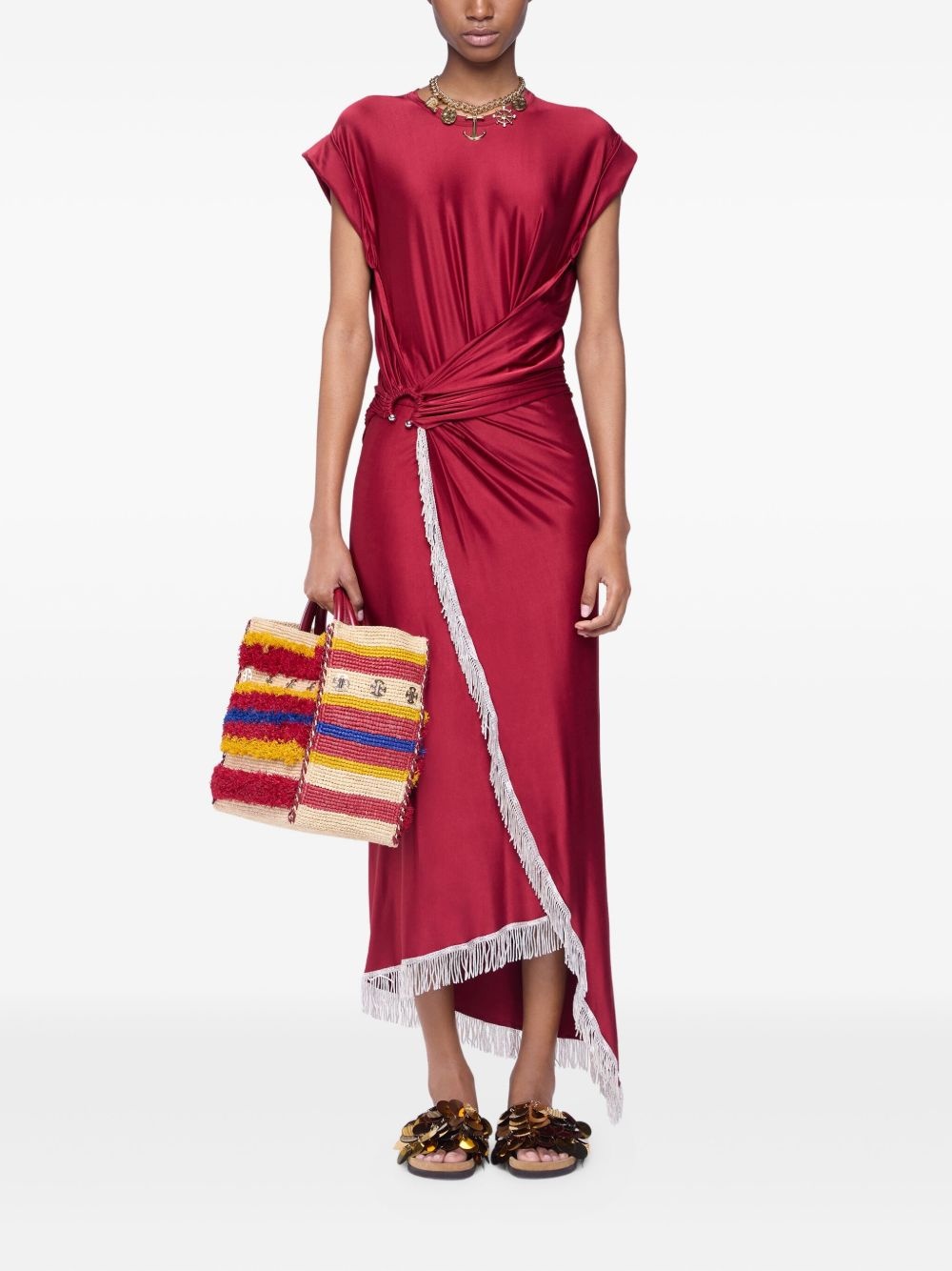fringe-detailed gathered dress - 2
