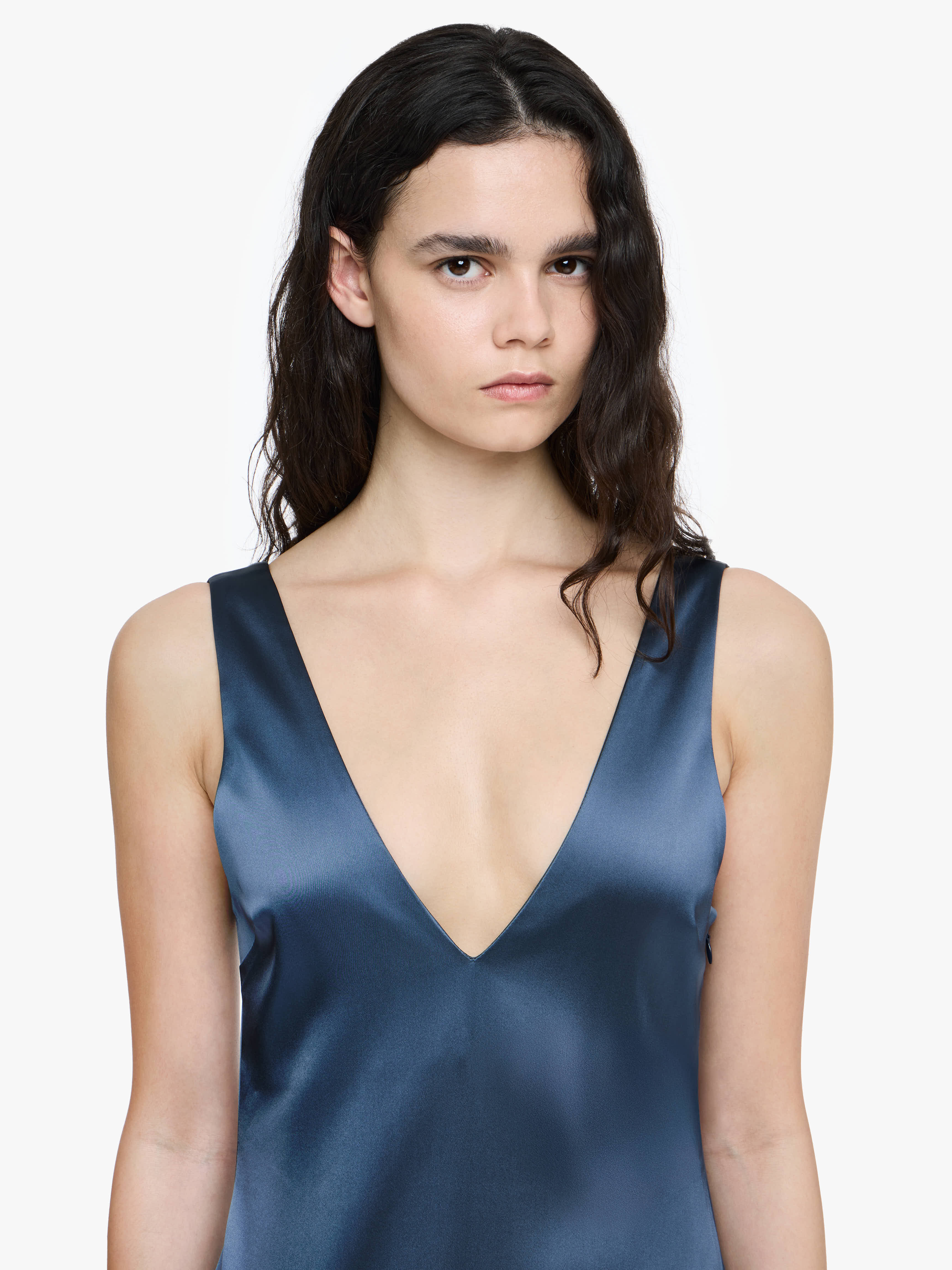 V-NECK DRAPED MINI DRESS - 4