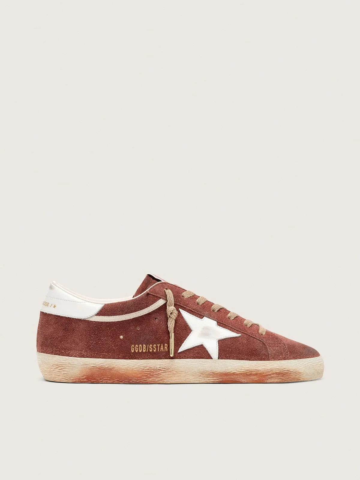 Men’s Super-Star in rust suede with metallic platinum leather star - 1
