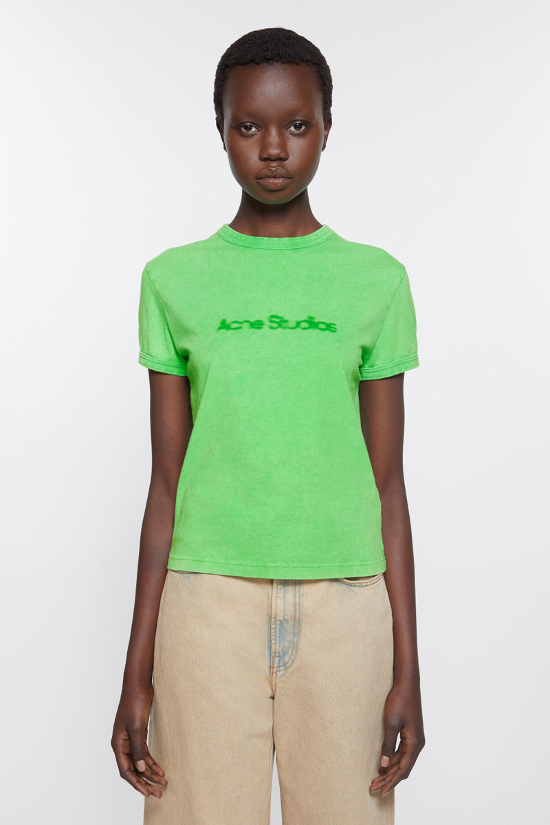 Acne Studios Blurred logo t-shirt - Fitted unisex fit - Bright Green outlook