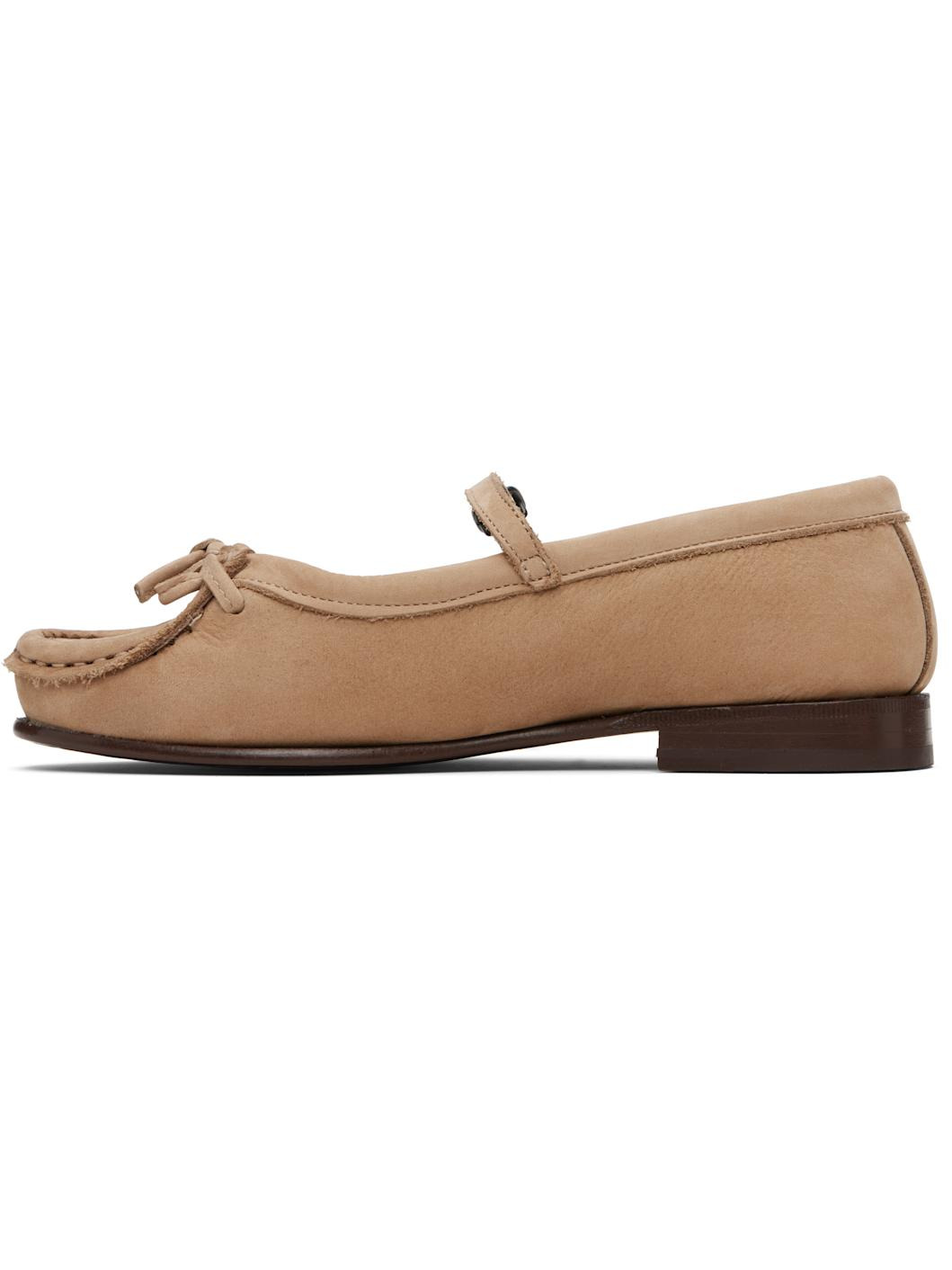 Beige Roses Nubuck Flats - 3