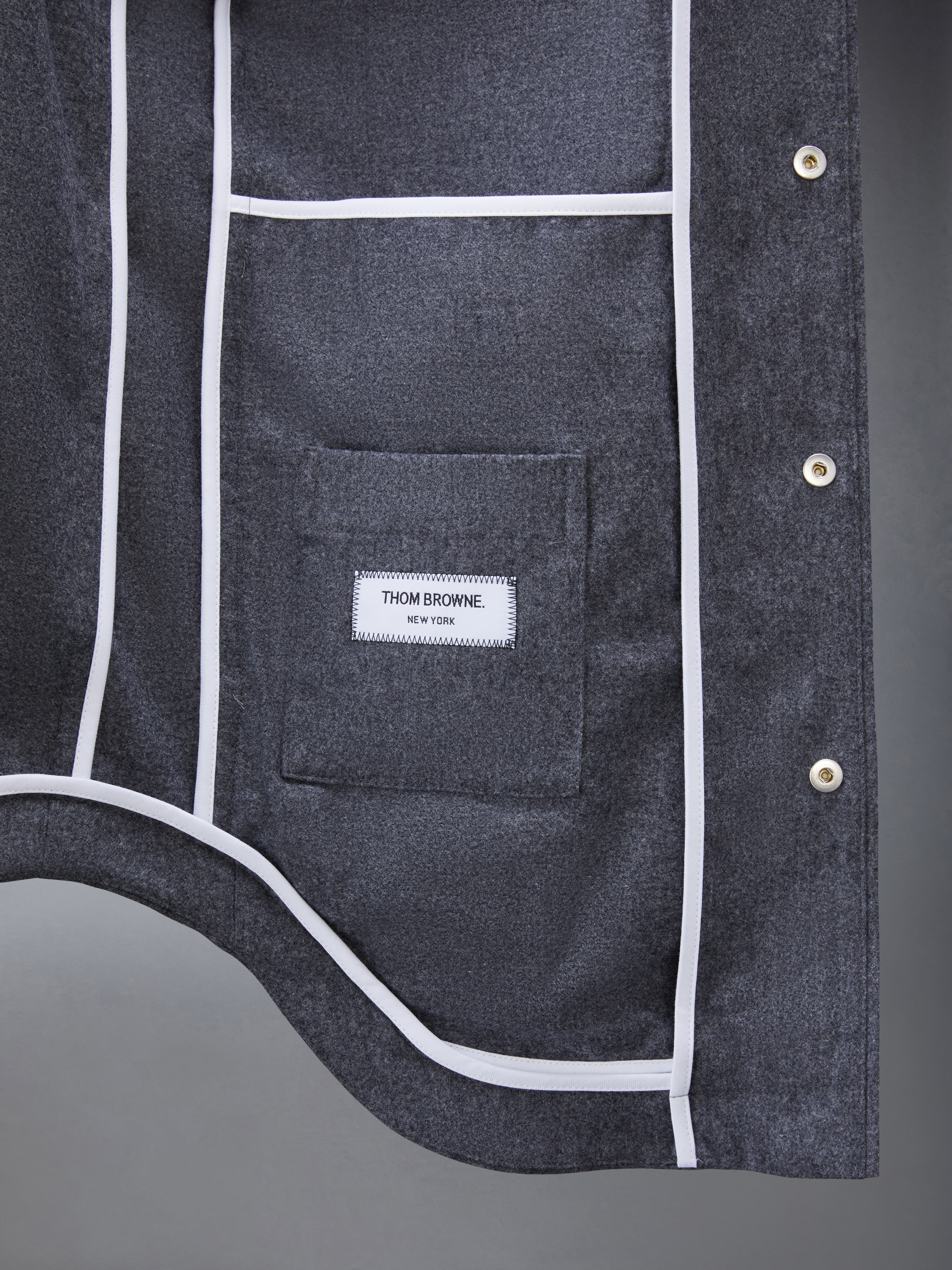 Medium Grey Wool Cashmere Flannel Tonal 4-Bar Shirt Jacket - 5