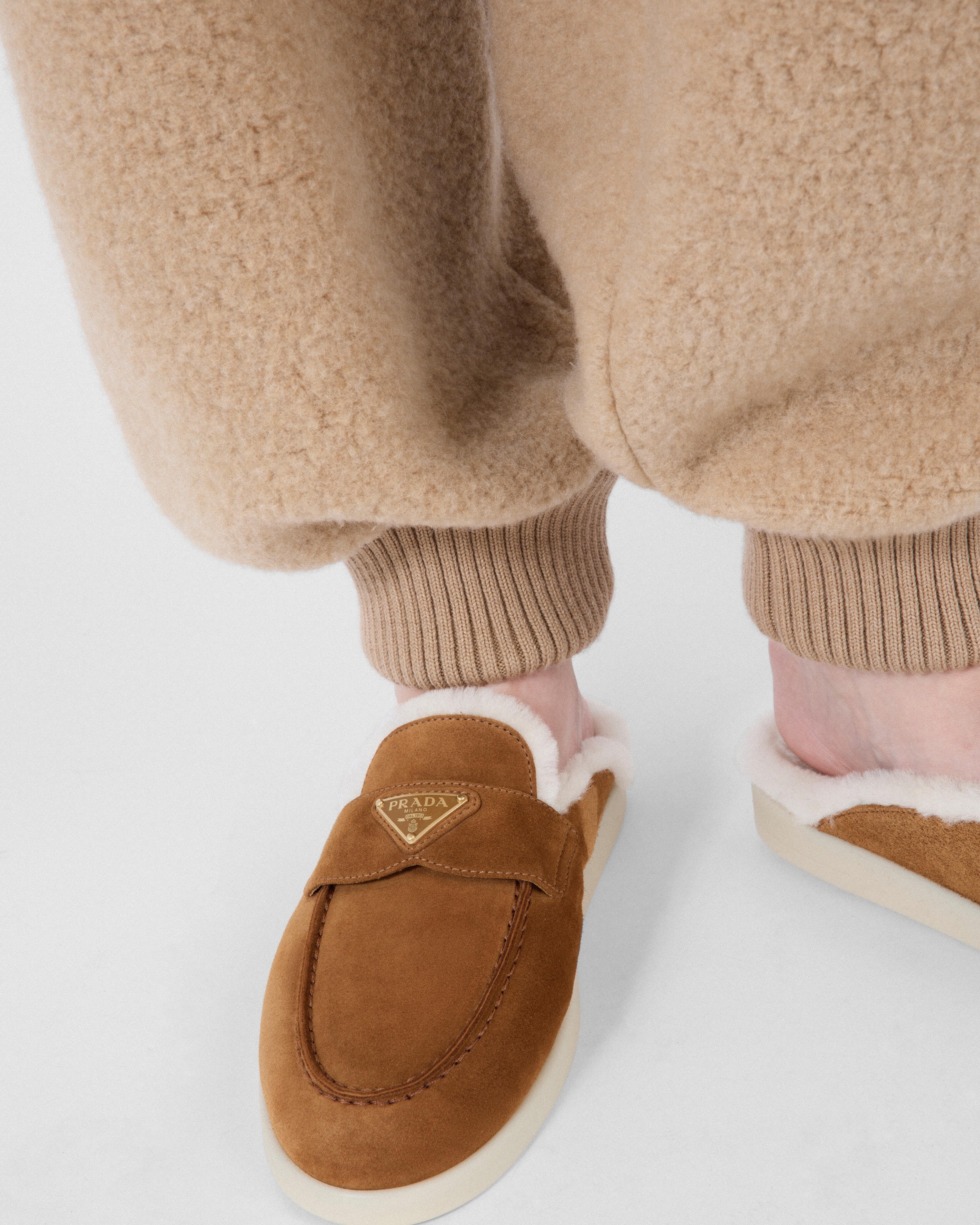 Suede and shearling mules - 3