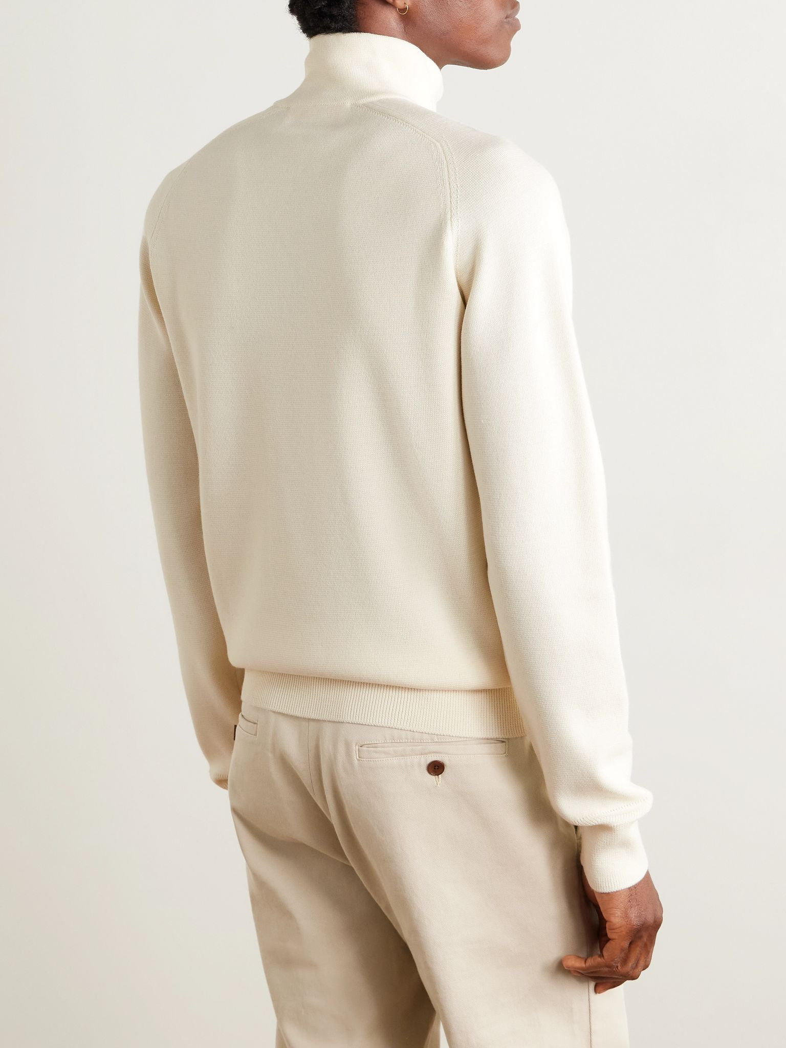 Lennard Slim-Fit Merino Wool Half-Zip Sweater Ecru - 3