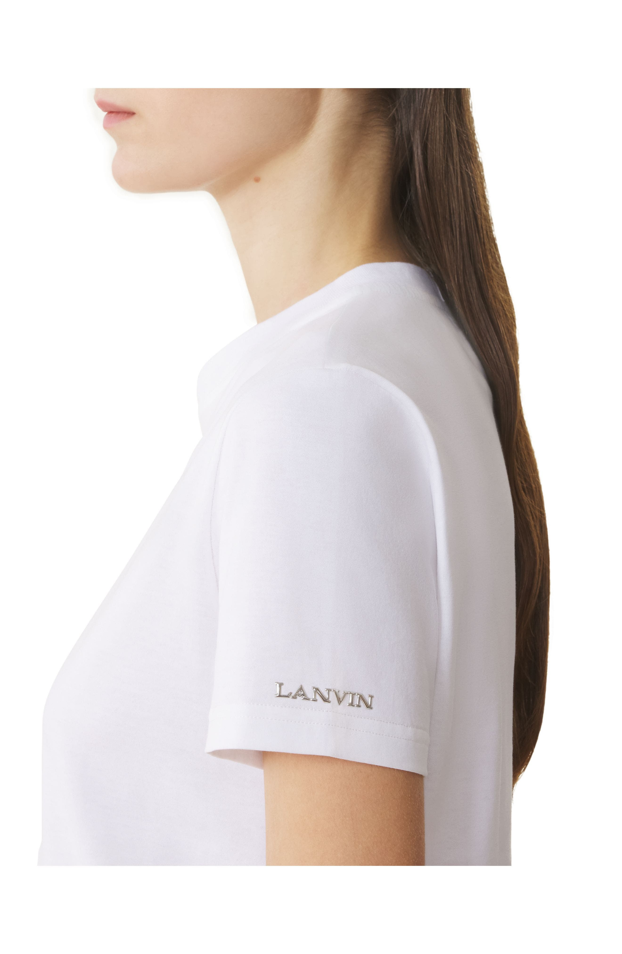 Lanvin Cotton T-Shirt With Ribbon Detail in Optic White at Nordstrom - 5