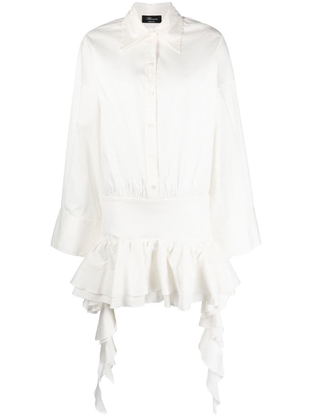 dropped-waist ruffled shirtdress - 1