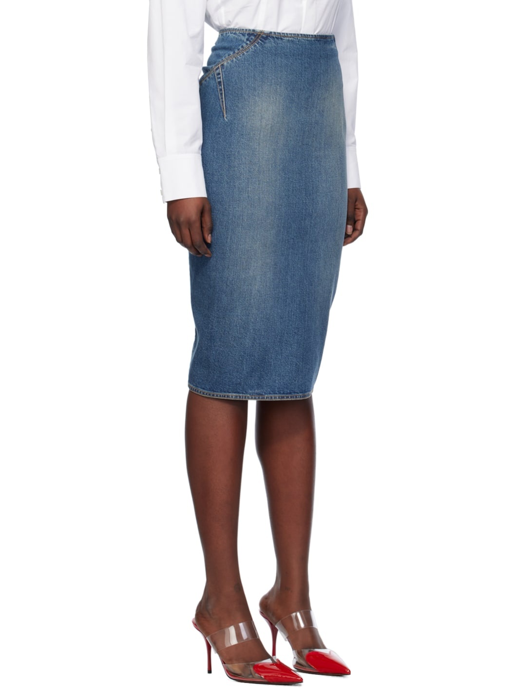 Blue Pencil Denim Midi Skirt - 2