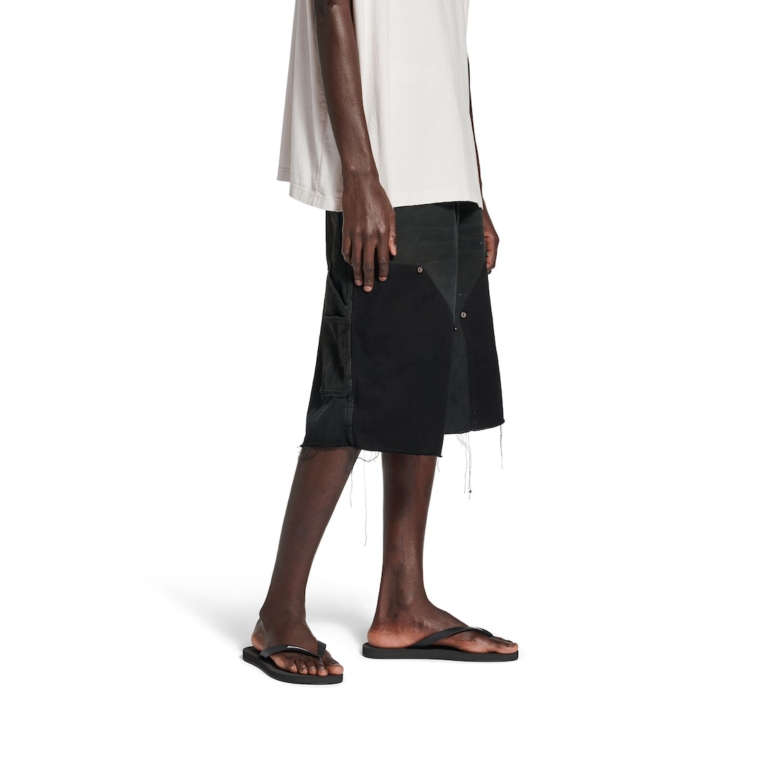 Men's Ripped Off Shorts in Black/green/red - 5