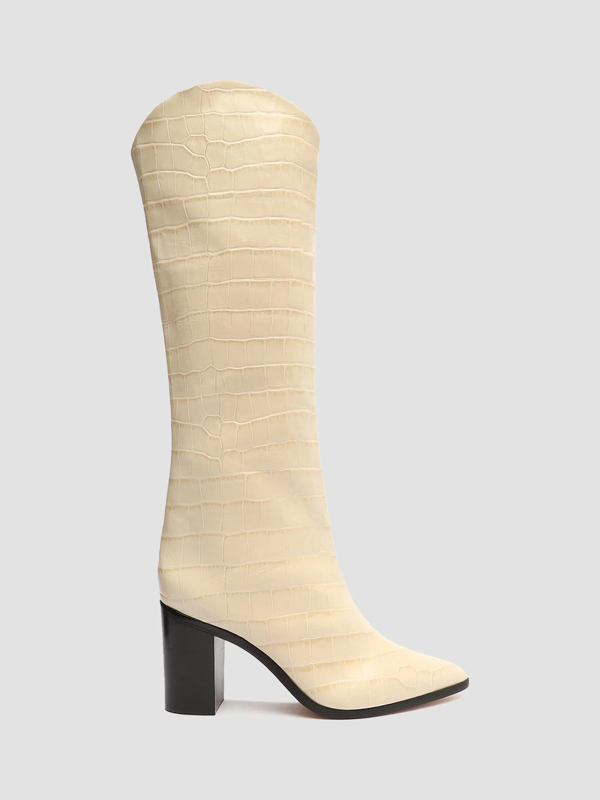 Women's Maryana Croc-Embossed Leather Boots - White - 1