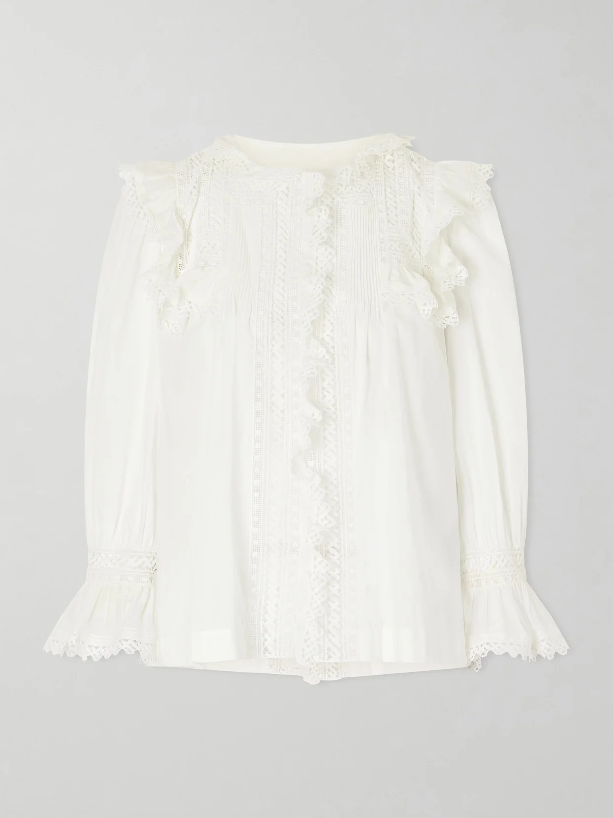 Crochet-trimmed Cotton-voile Blouse - 1
