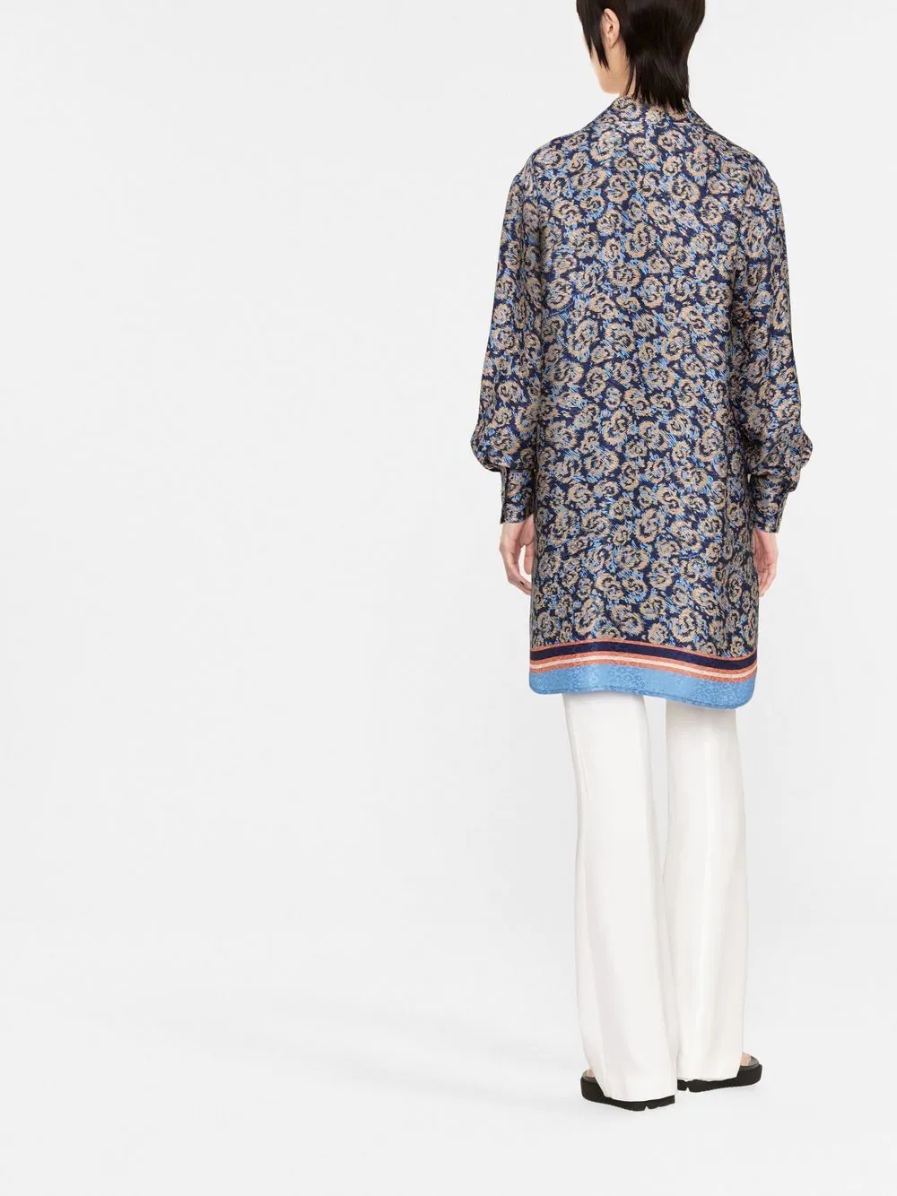 floral-print oversized silk shirt - 3