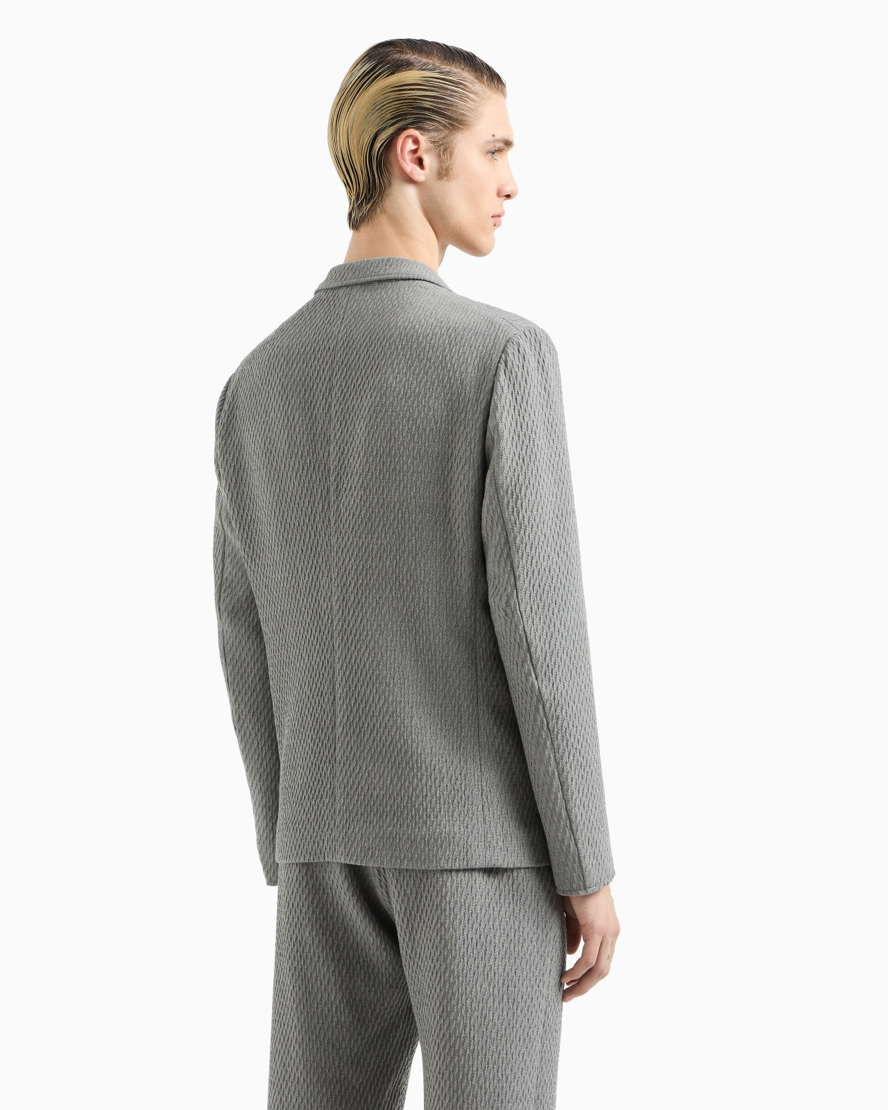 Single-breasted jacket in a 3D-effect virgin-wool stretch jersey knit - 3