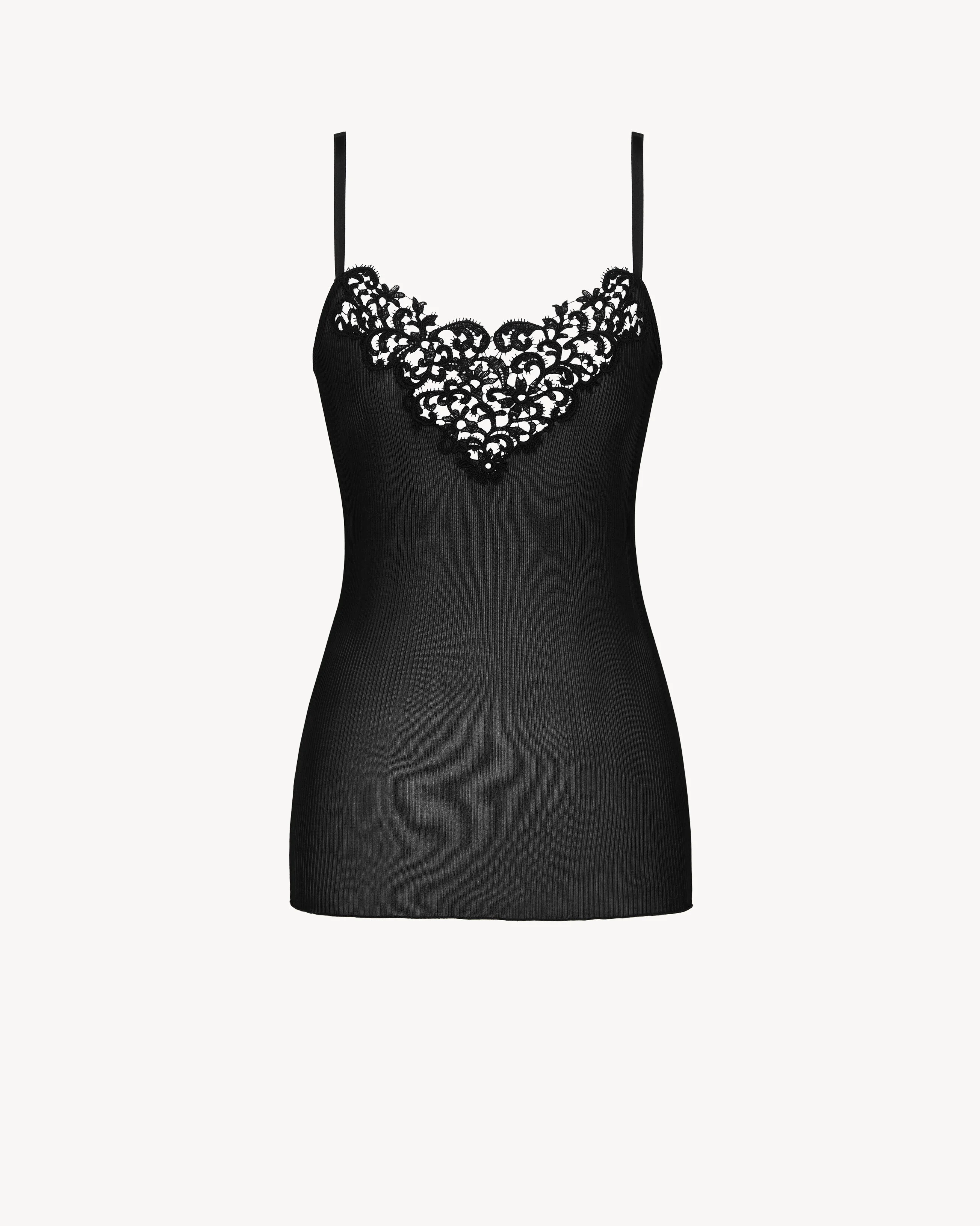 GUIPURE TANK TOP IN RIBBED SILK - 1