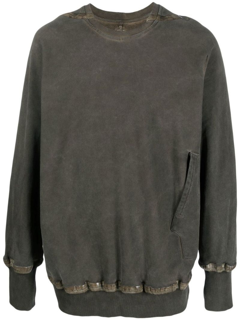 acid-wash crew neck jumper - 1