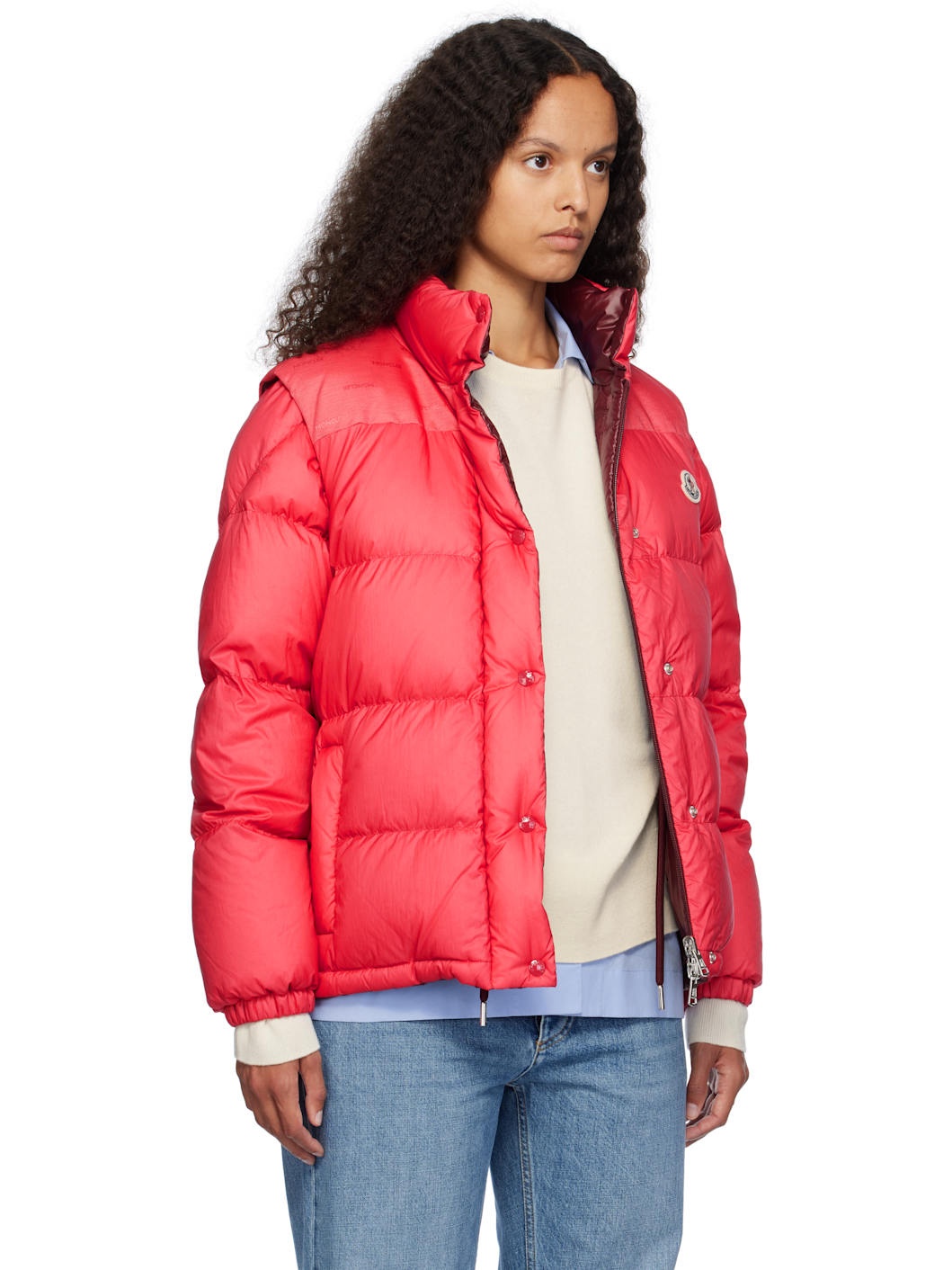 Pink & Burgundy Verone Short Reversible Down Jacket - 2