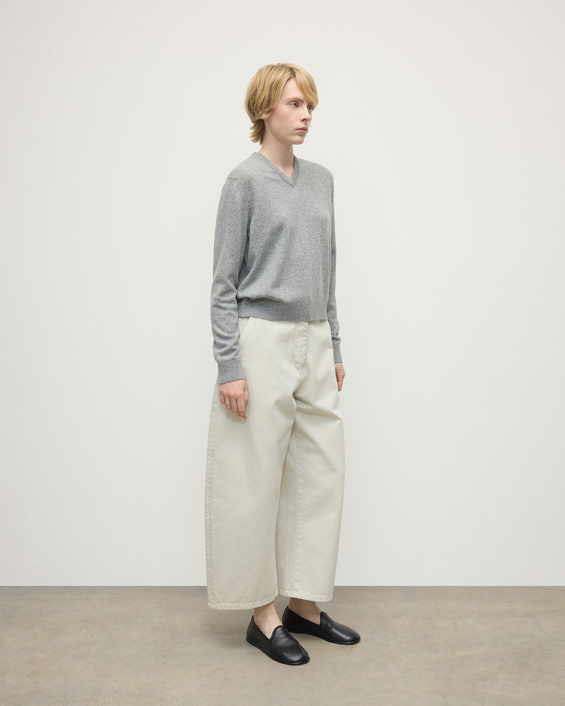 Classic Cashmere Grey V Neck Jumper - 3