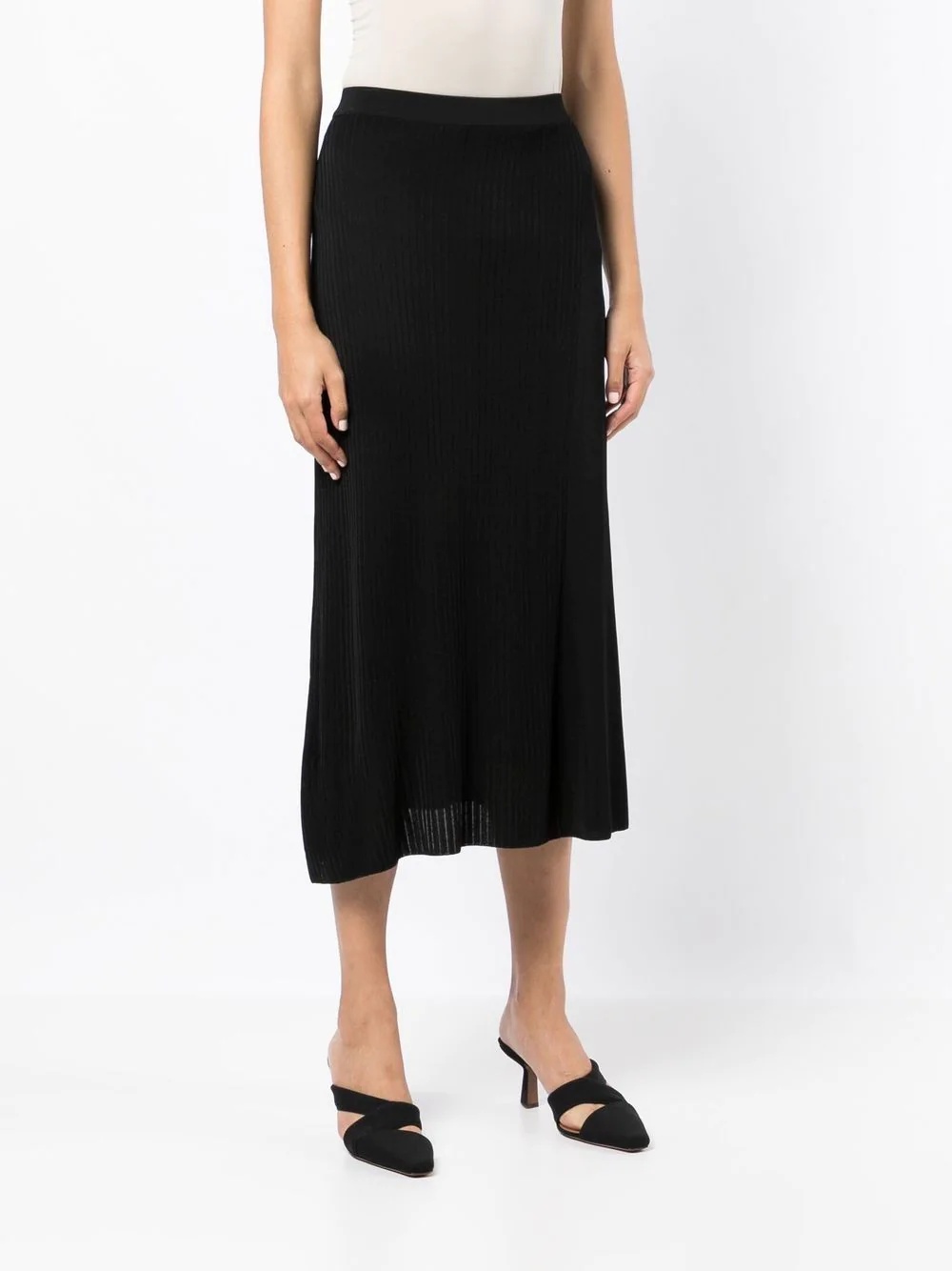 ribbed-knit A-line skirt - 3