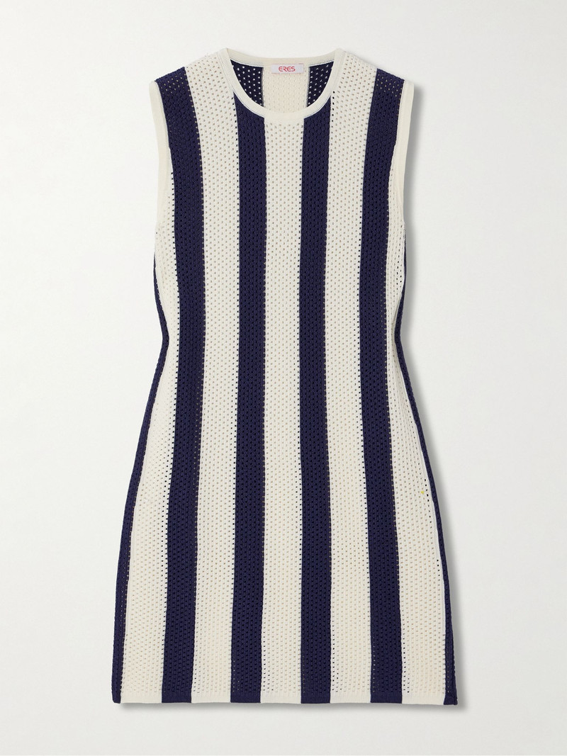 Bayadere Pirate striped open-knit cotton-blend mini dress Blue 1