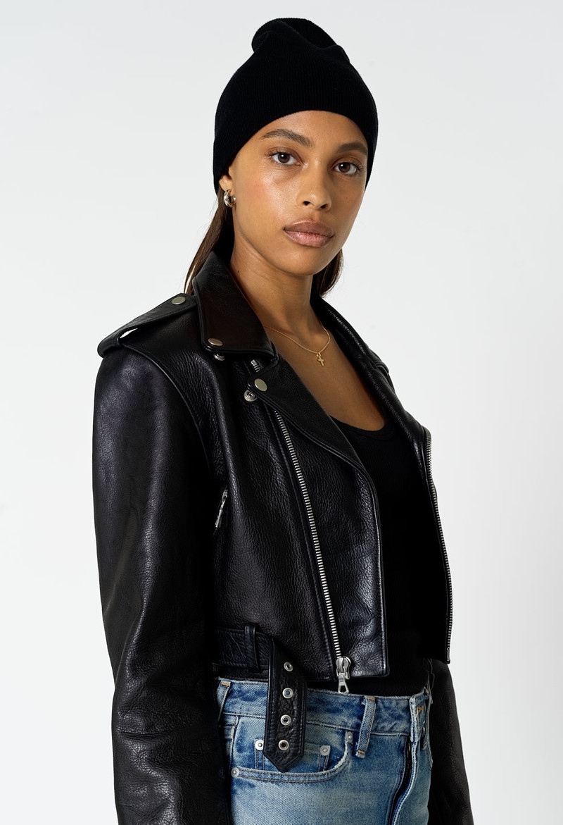 LEATHER CROPPED BIKER JACKET 6
