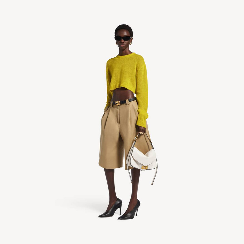 BALENCIAGA Women's Cropped Crewneck in Dark Yellow outlook