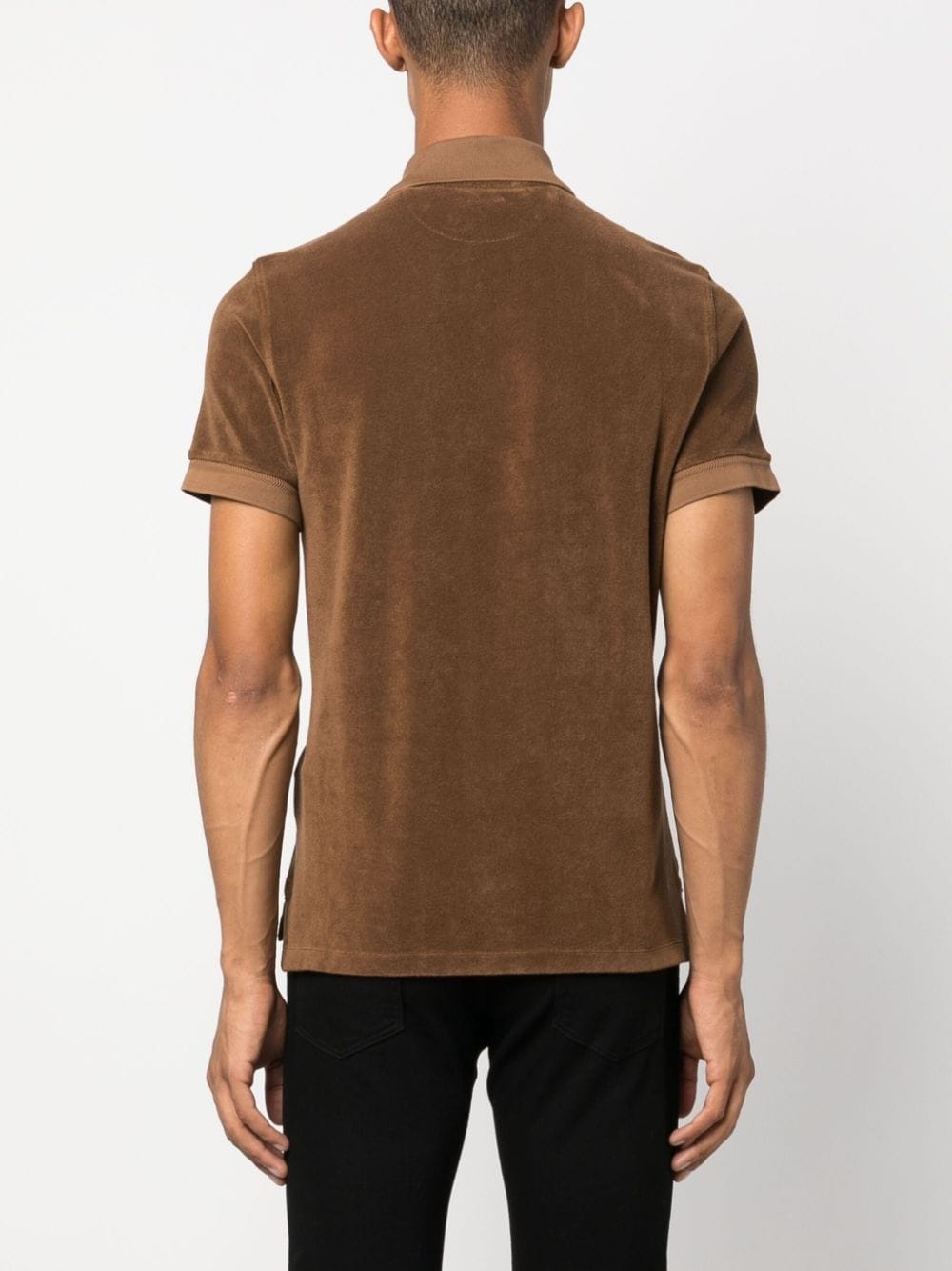 short-sleeves velvet-effect polo shirt - 4