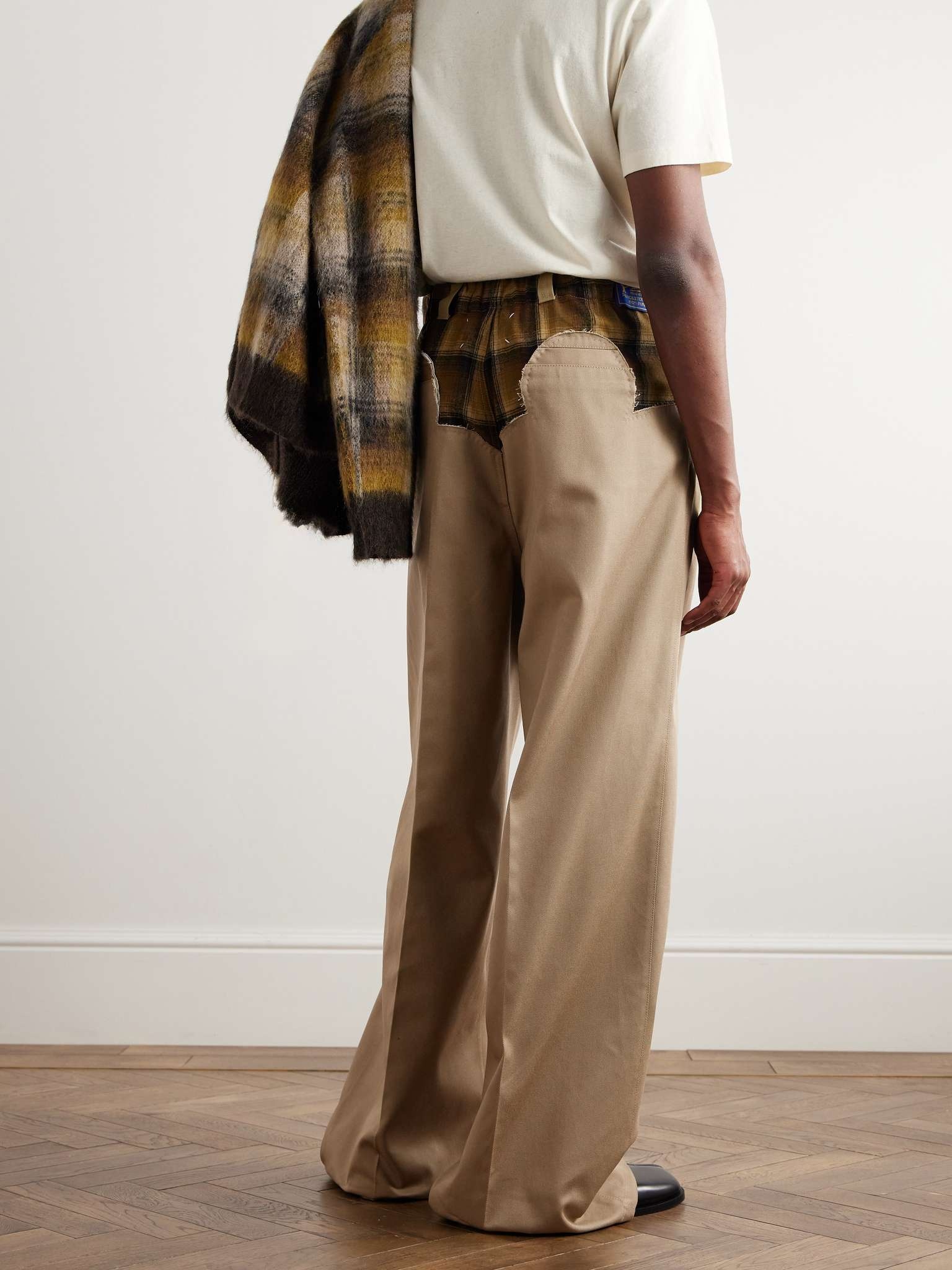 + Pendleton Skater Wide-Leg Pleated Panelled Twill and Checked Virgin Wool Trousers - 4
