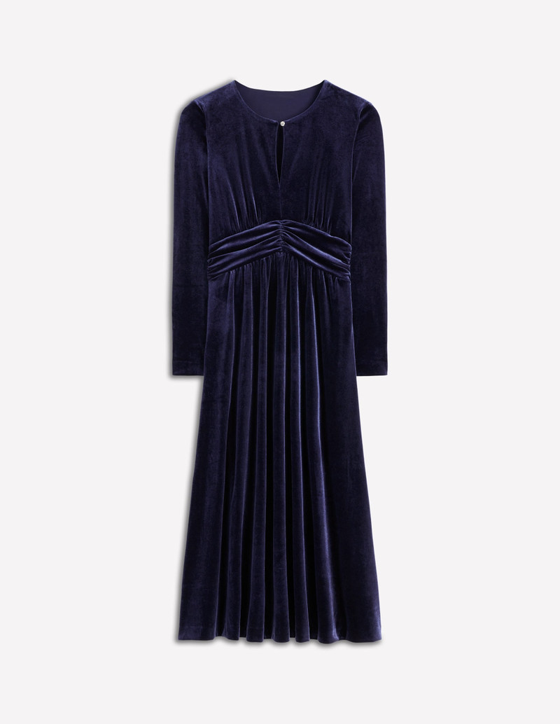 Tilda Velvet Midi Dress-Navy 1