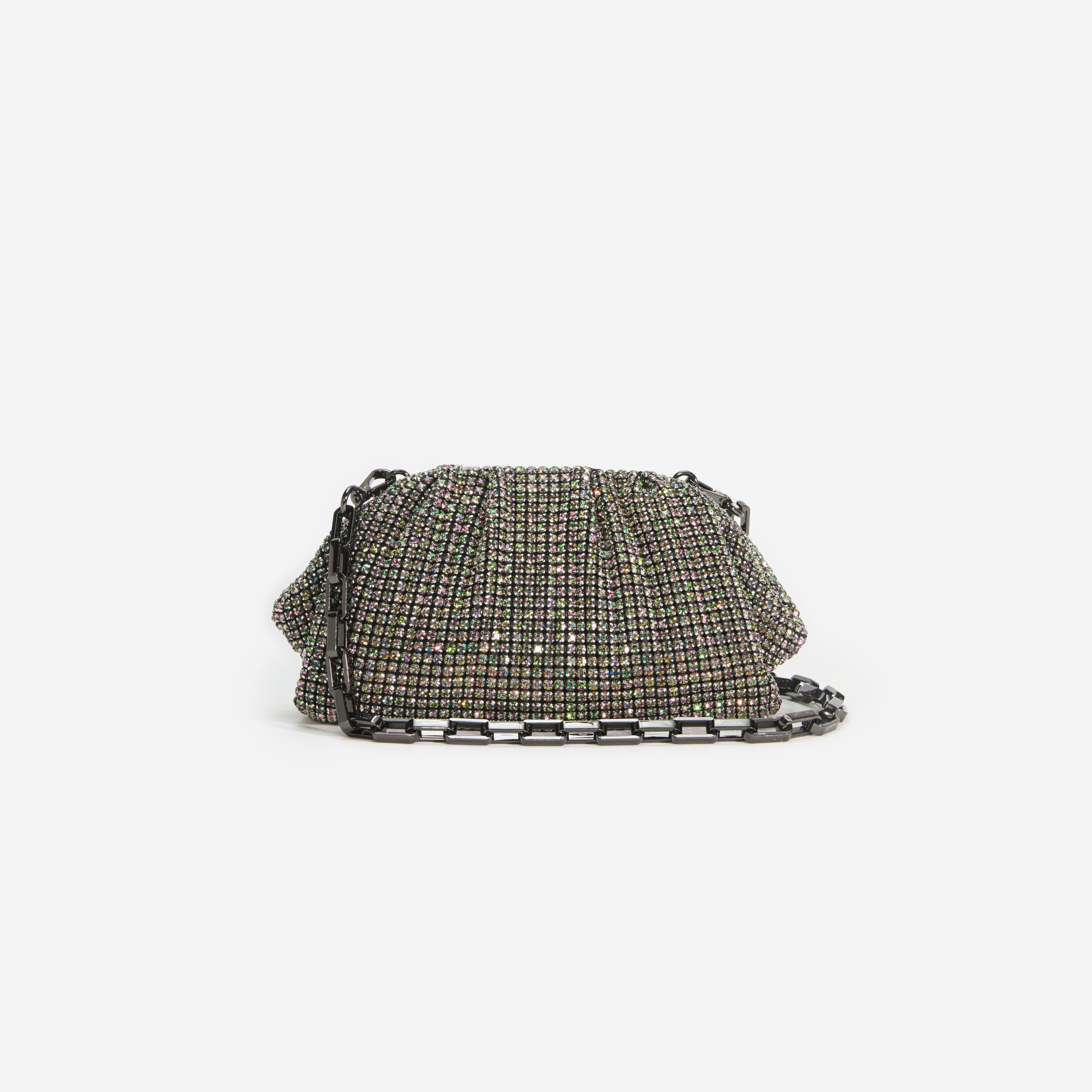 Multi Rhinestone Chainmail Clutch Bag - 4