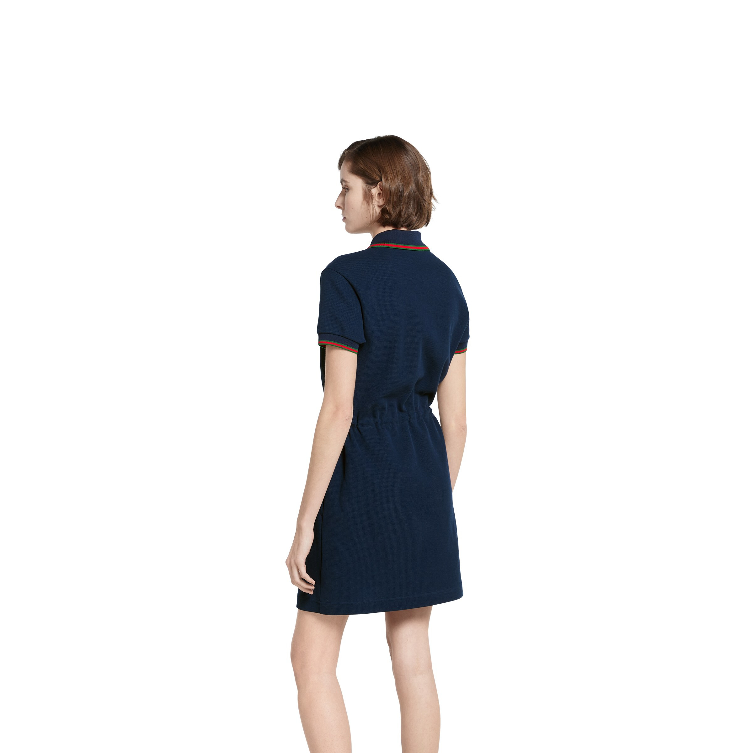 Cotton piquet polo dress with Web - 4