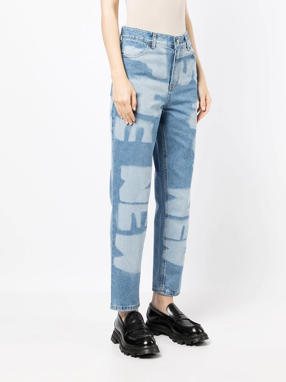 slogan washed jeans - 3