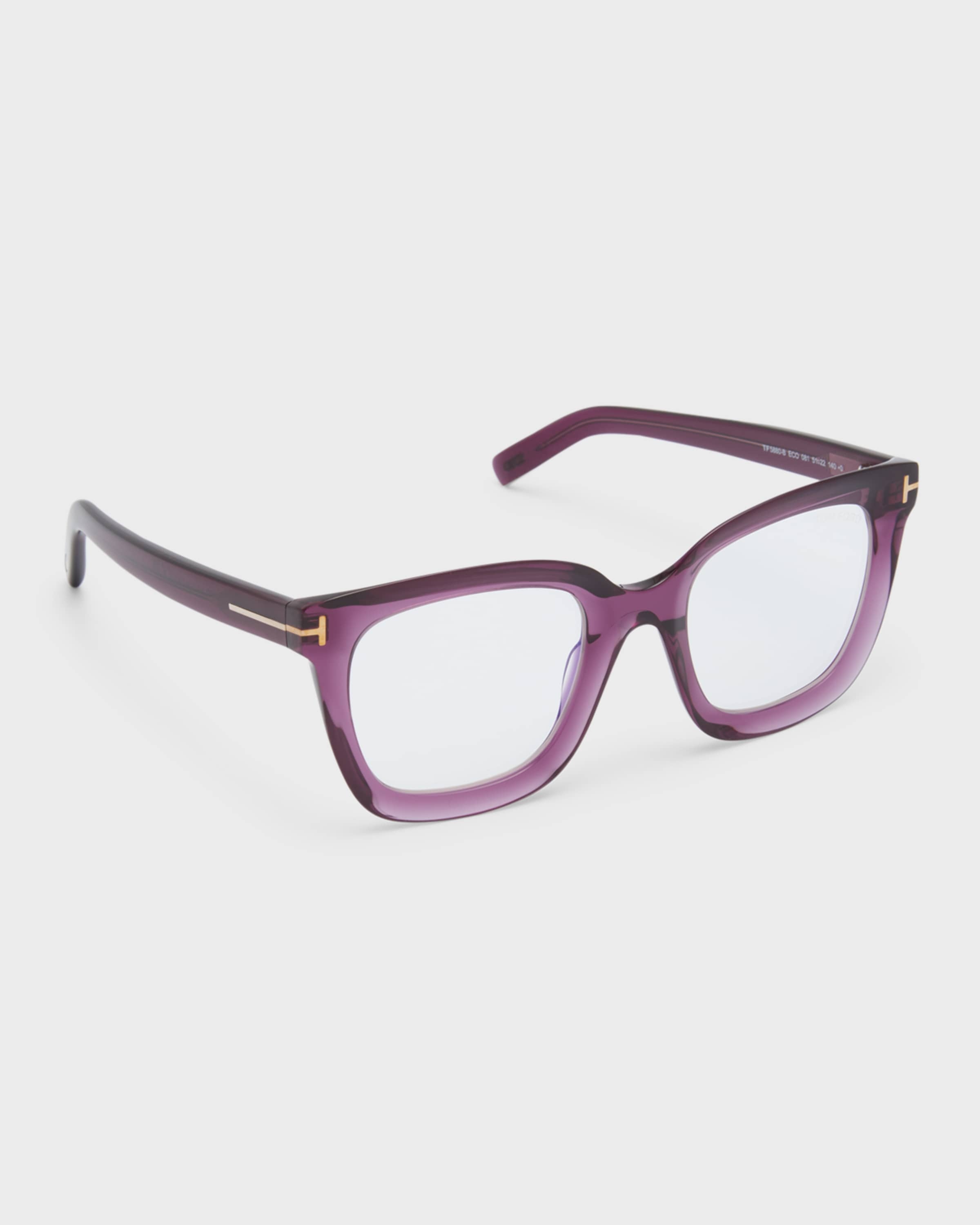 Violet Blue Blocking Square Acetate Glasses - 1