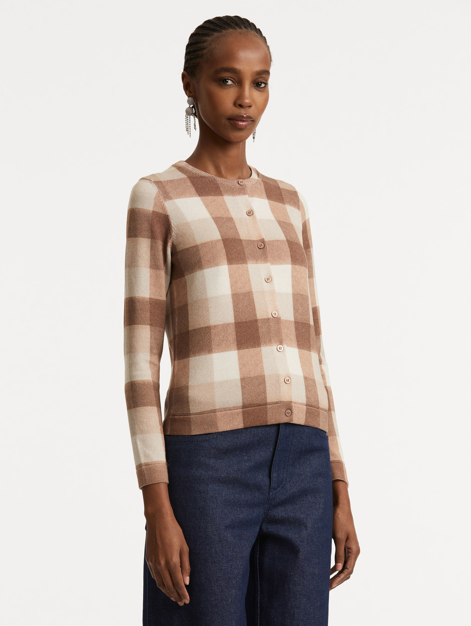 PLAID PRINTED CARDIGAN - 5