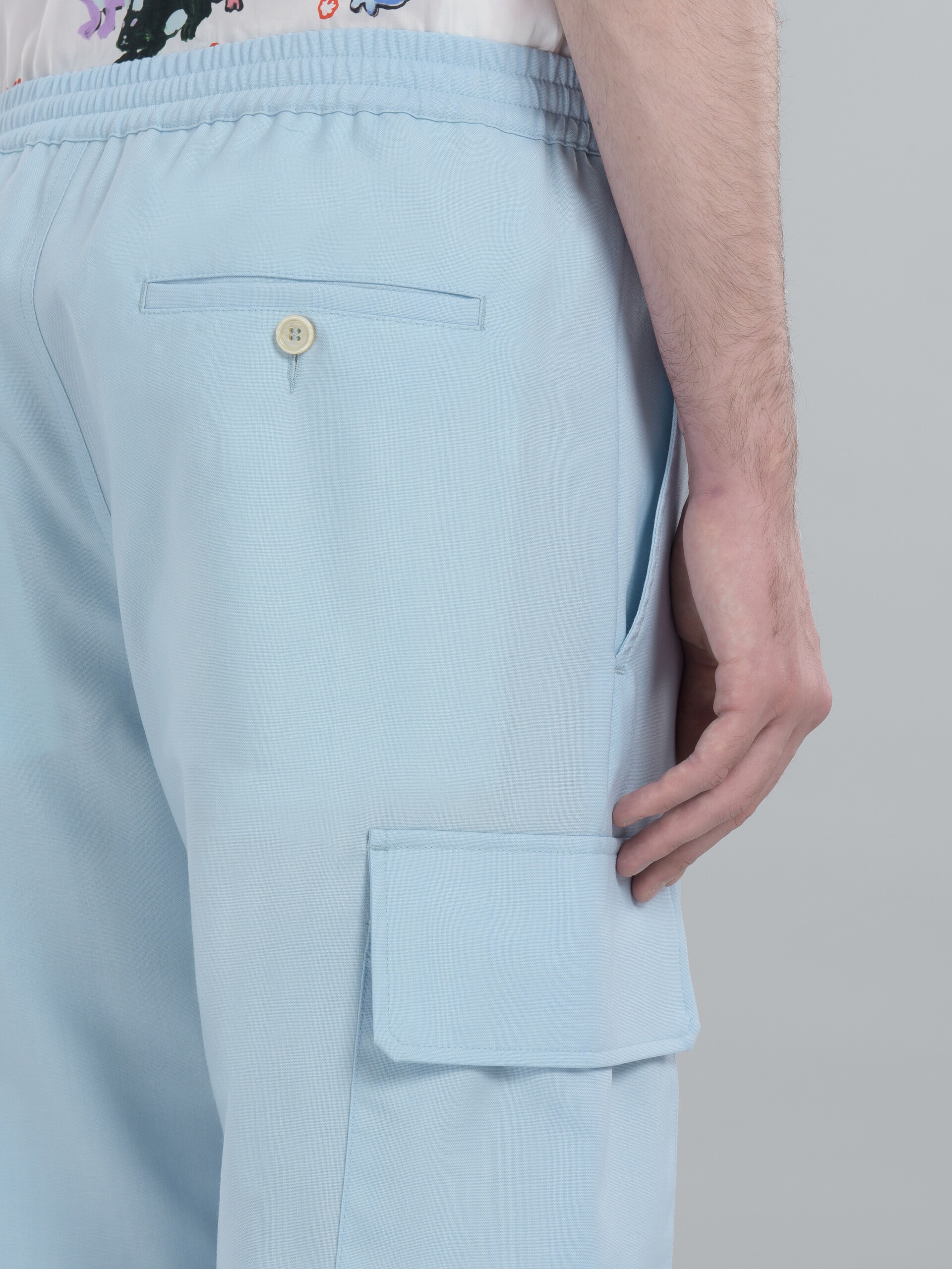LIGHT BLUE TROPICAL WOOL CARGO PANTS - 4