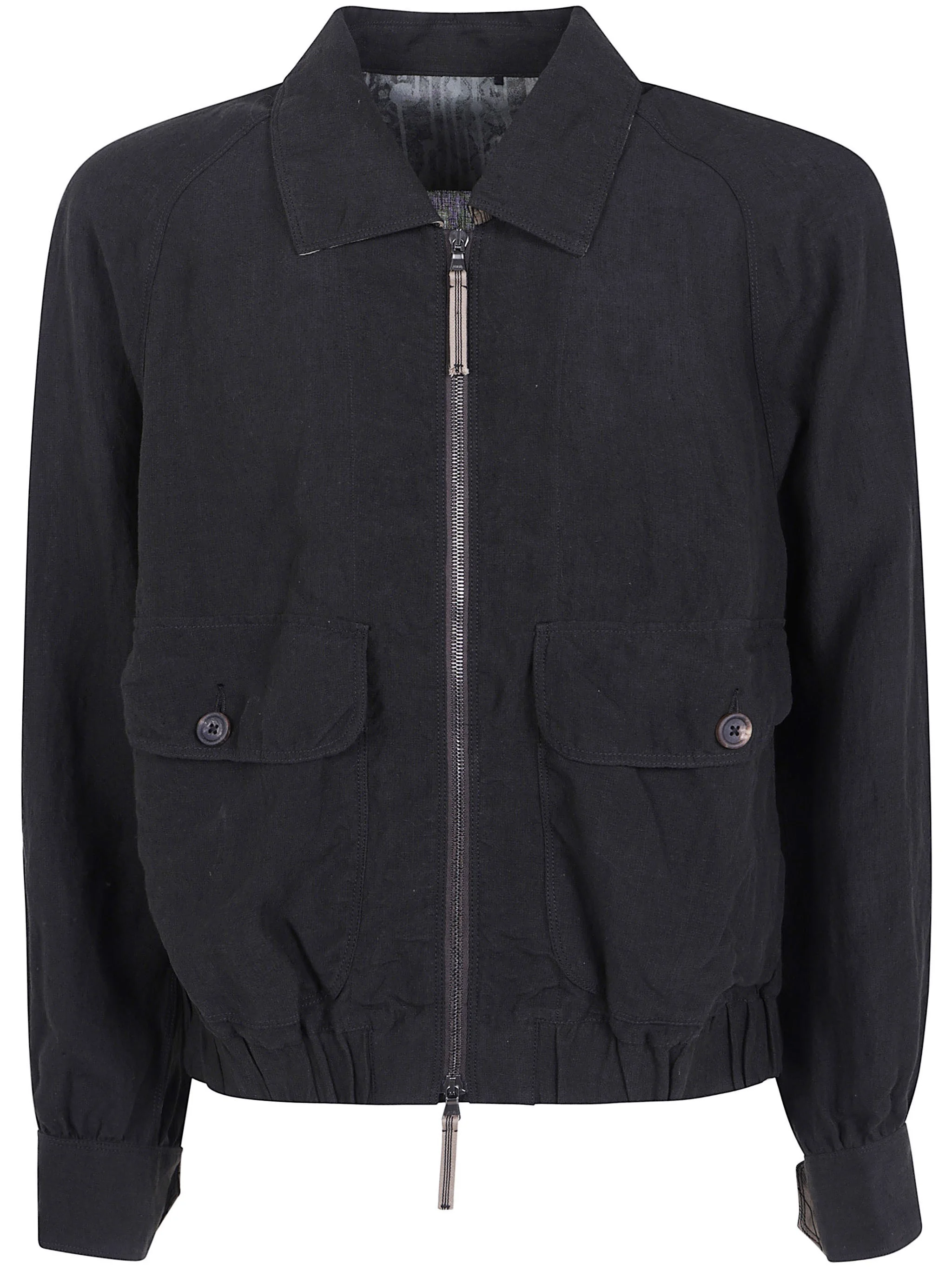 Jacket Zippered Black "Puppytooth Cropped Aviator Jacket" - 1