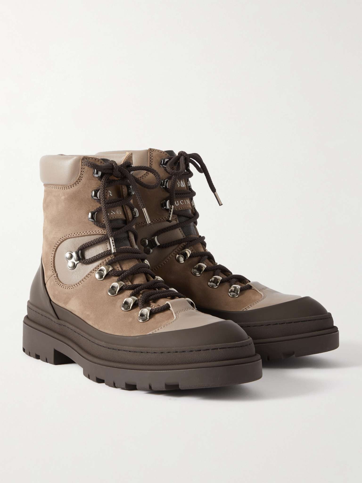 Rubber-Trimmed Nubuck and Leather Boots - 4