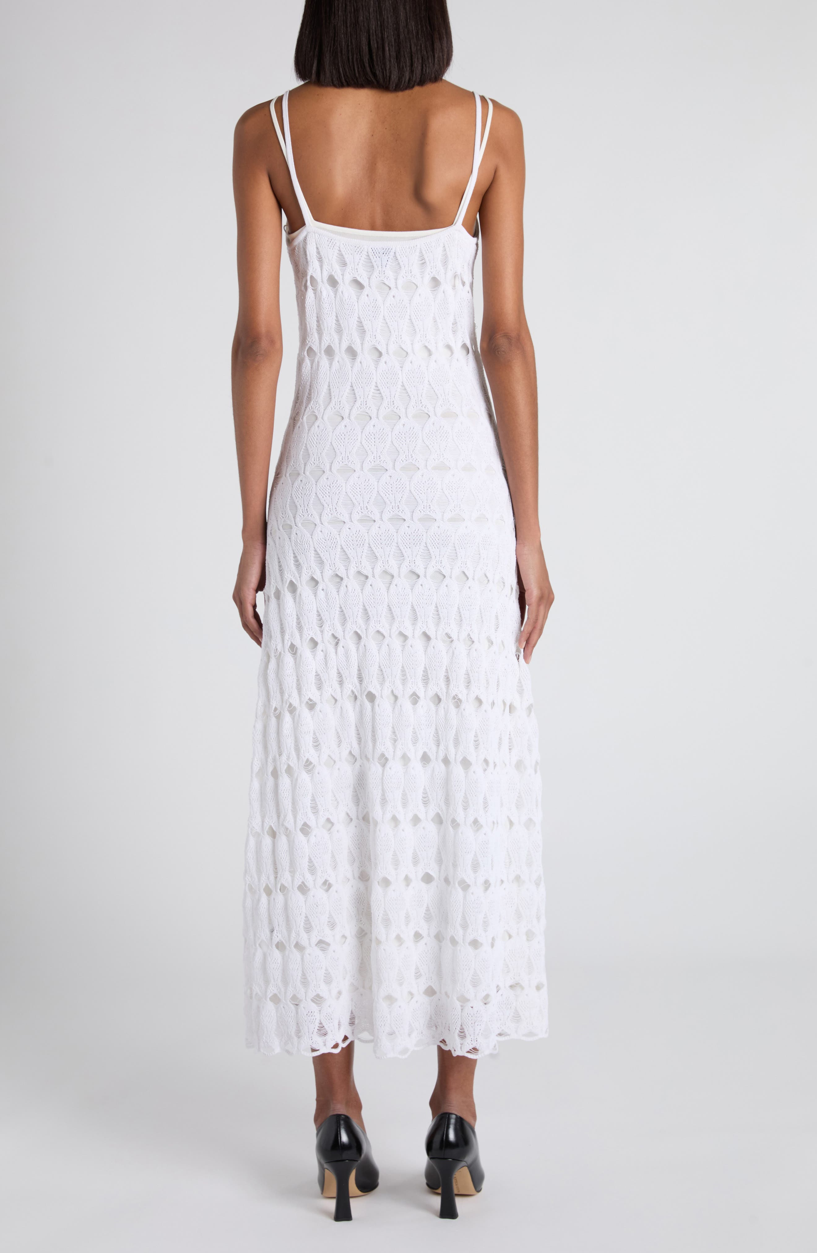 Bottega Veneta Cotton & Silk Fish Lace Slipdress in 9071 Chalk at Nordstrom - 3
