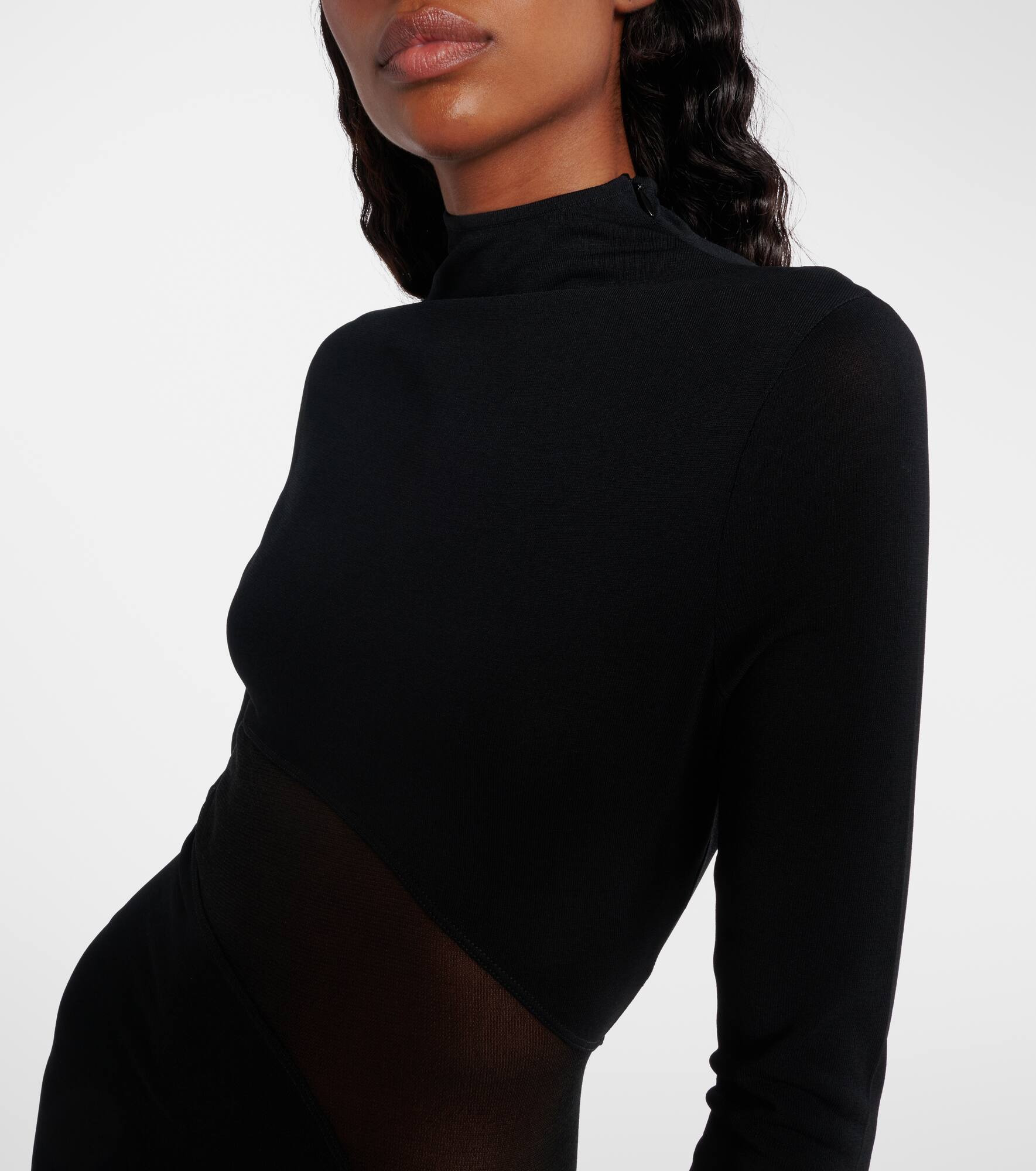Paneled sheer mesh maxi dress - 4