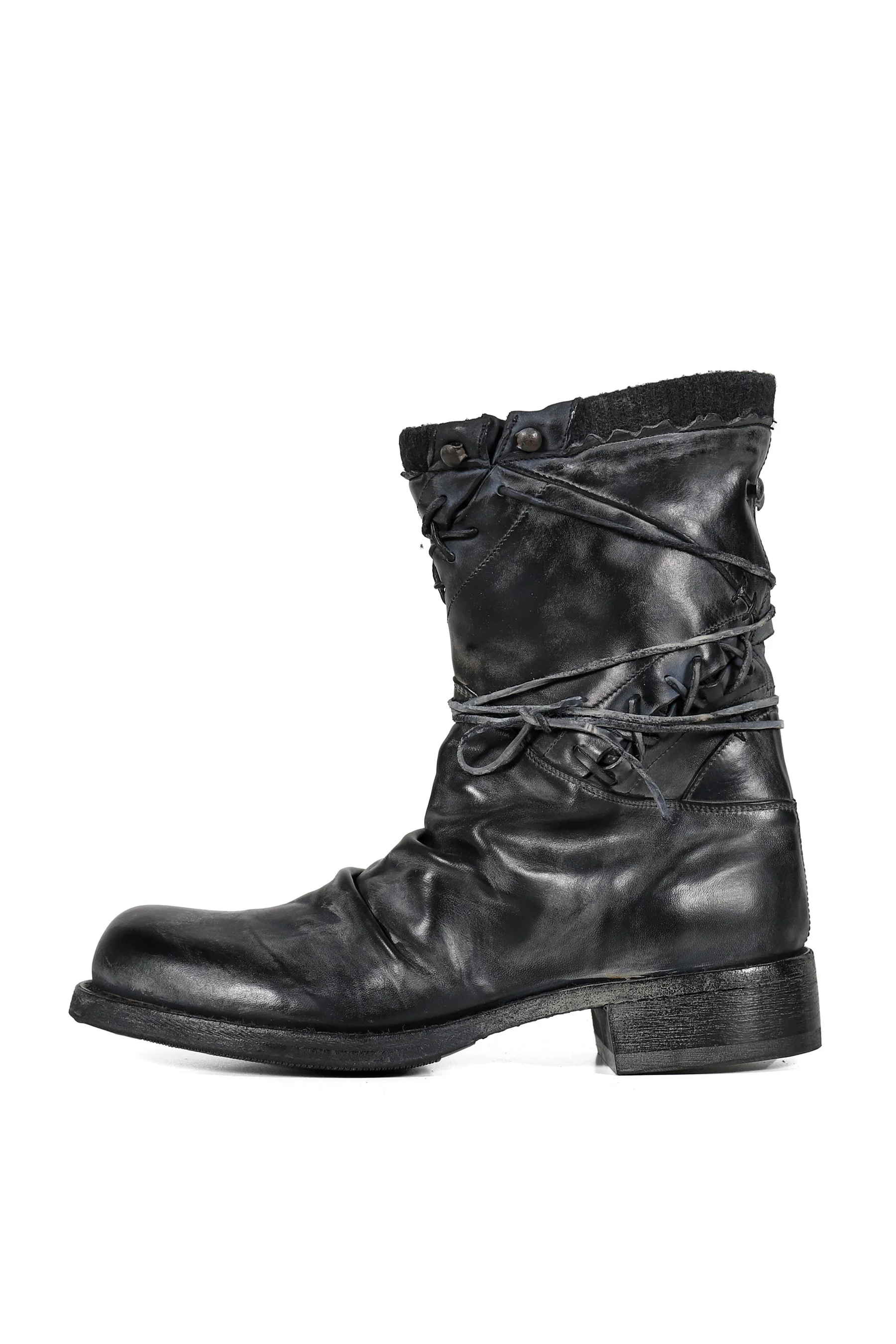 LEATHER BOXING COMBAT BOOT / BLK - 1