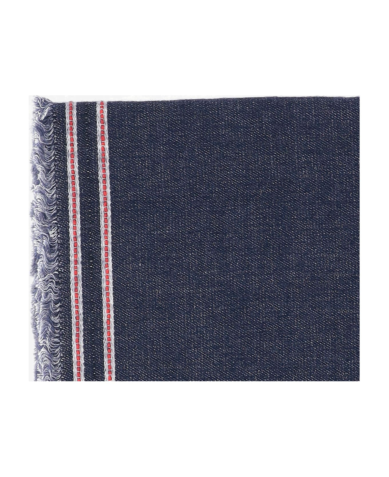 Cashmere And Silk Blend Denim Scarf - 2