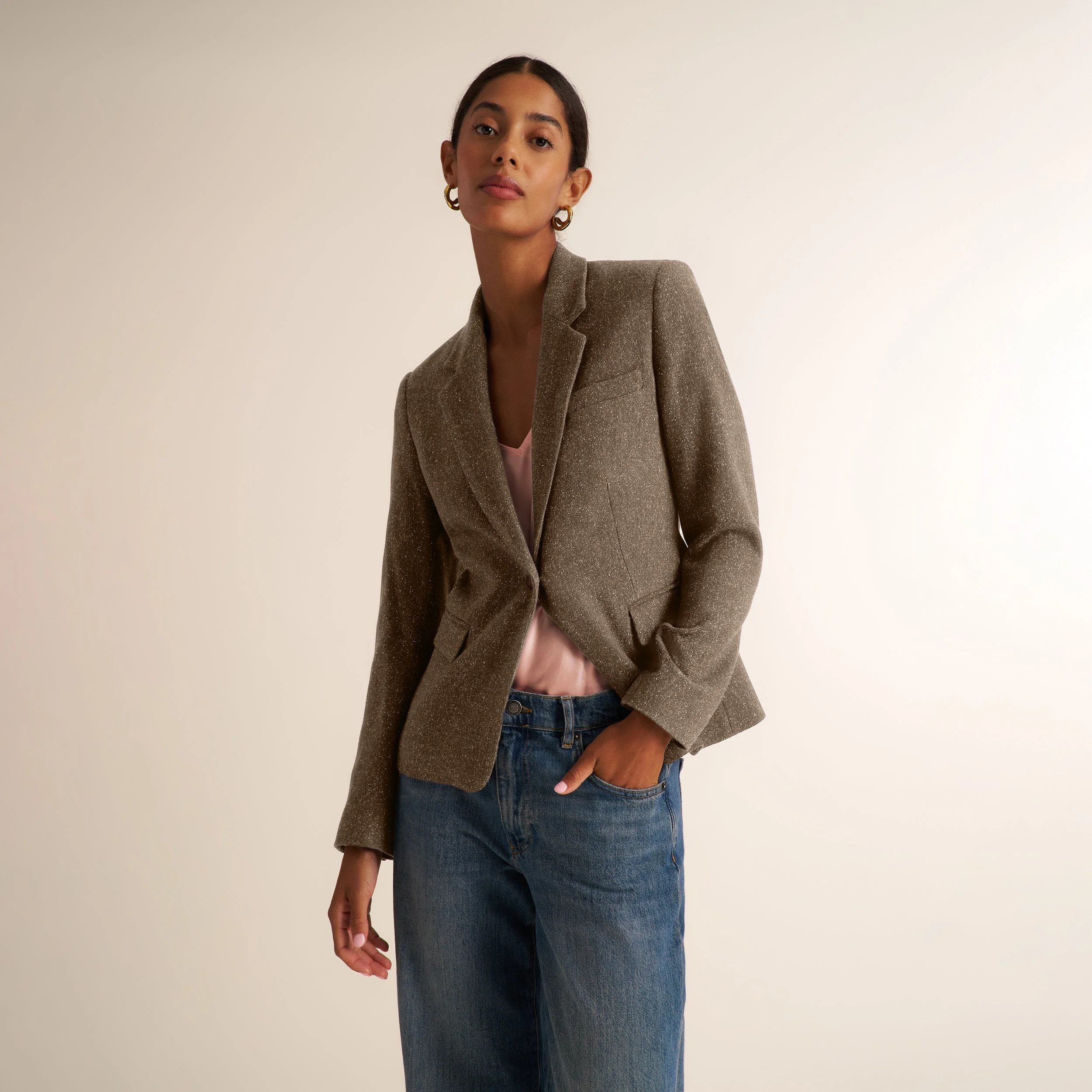 Yasmine The Equestrian Blazer - Herringbone Suiting - 1